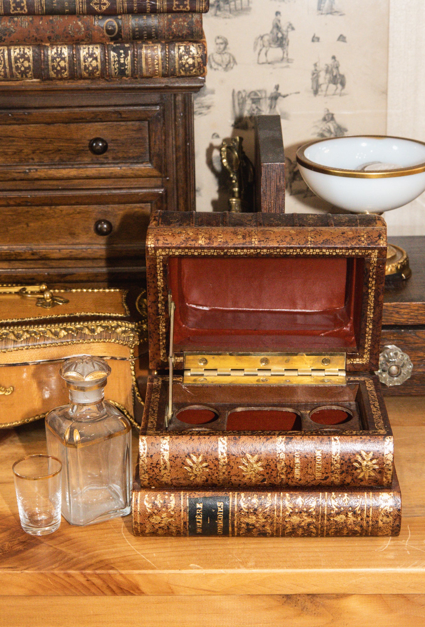 French Hidden Book Decanter Set Tantulus