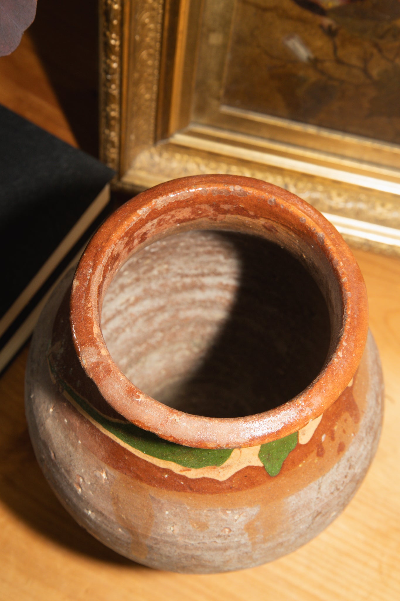 Yellow & Green Glaze Terracotta Pot