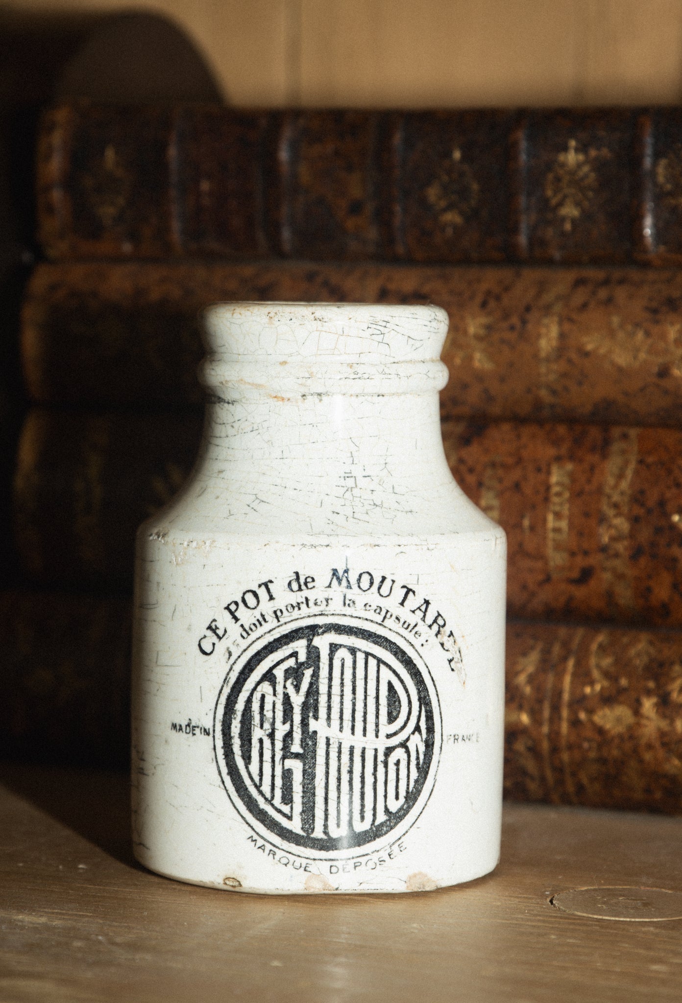 French Sarreguemines Stoneware Mustard Jar