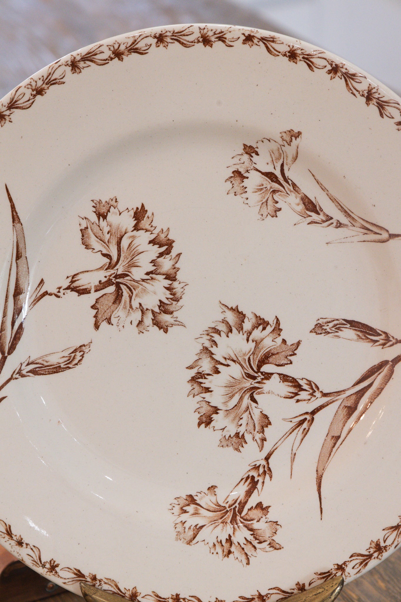 Antique Carnation Brown French Terre De Fer Plates