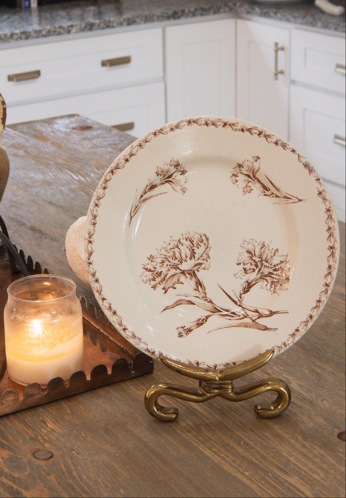 Antique Carnation Brown French Terre De Fer Plates