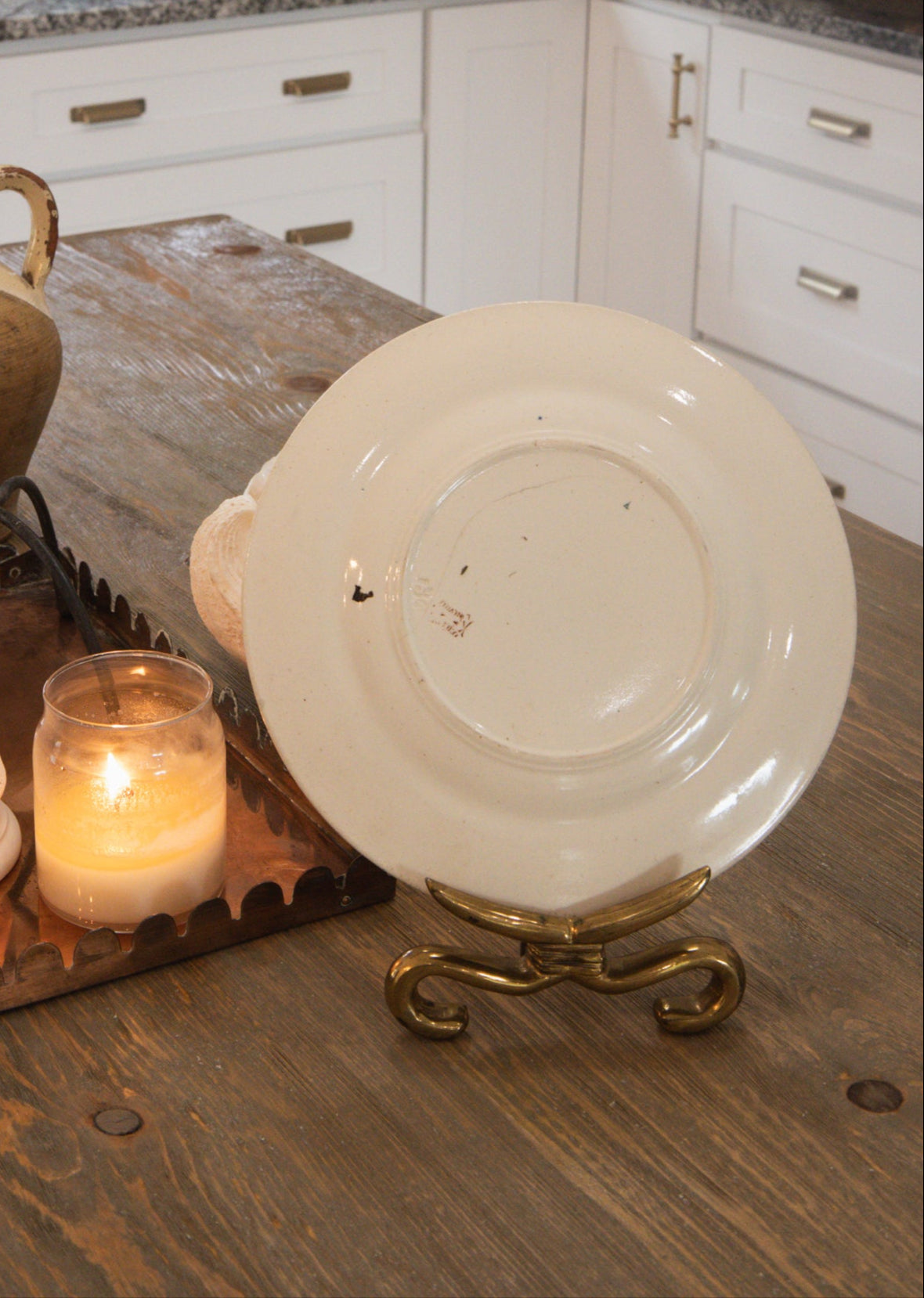 Antique Carnation Brown French Terre De Fer Plates