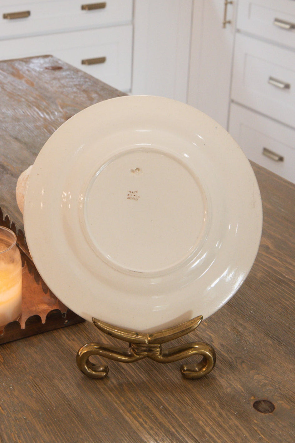 Antique Carnation Brown French Terre De Fer Plates