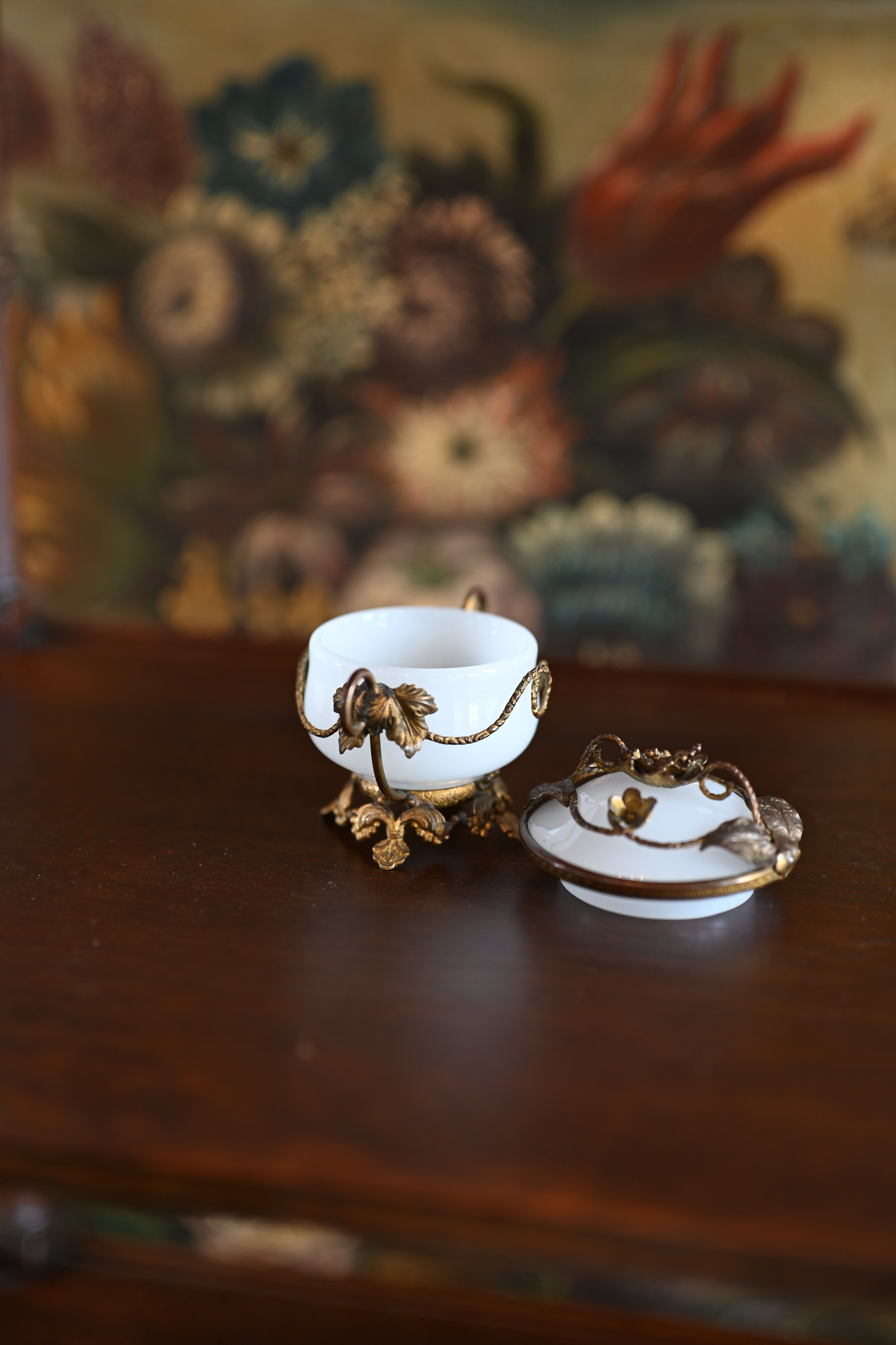 Miniature Opaline and Bronze Trinket Dish