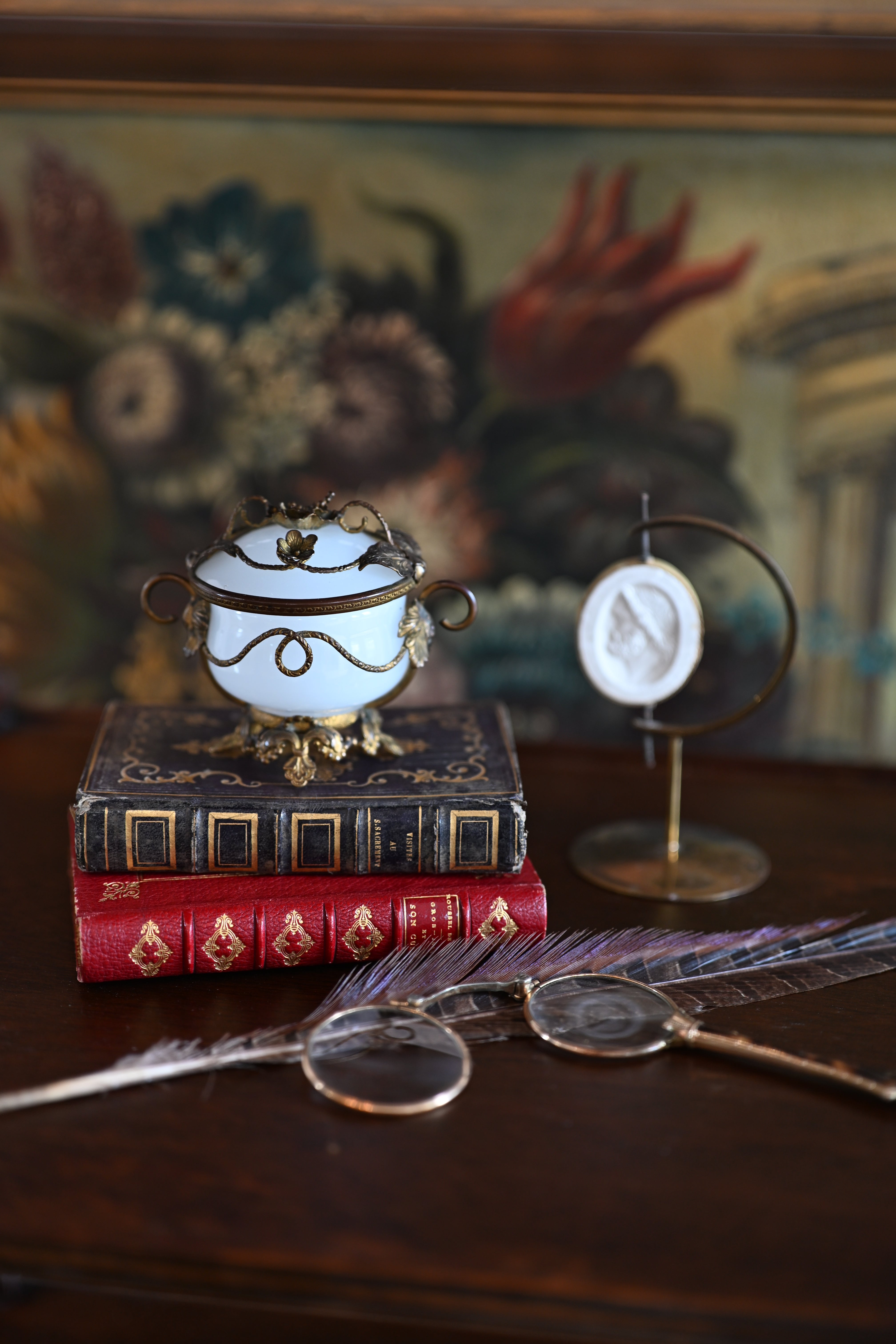 Miniature Opaline and Bronze Trinket Dish