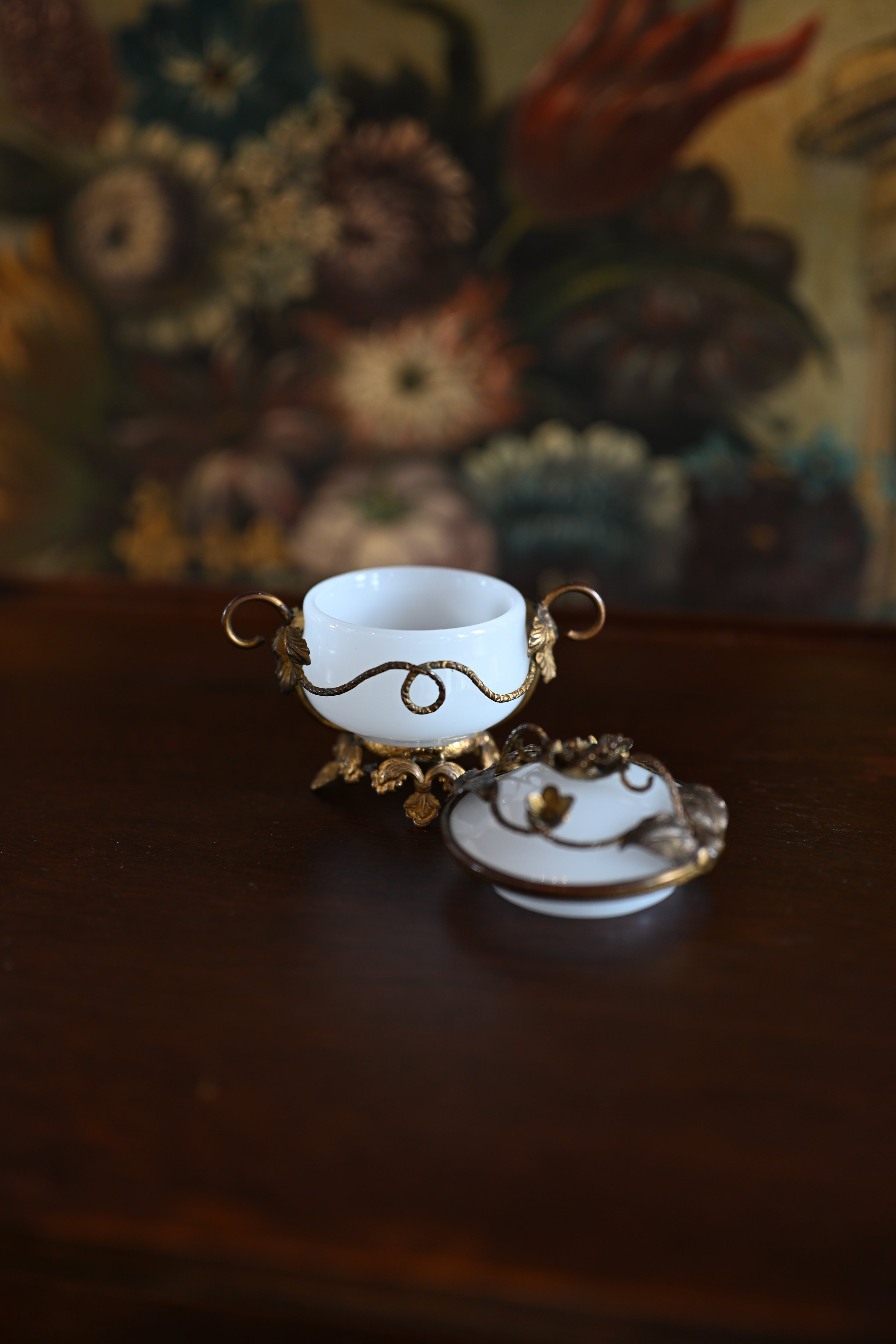 Miniature Opaline and Bronze Trinket Dish