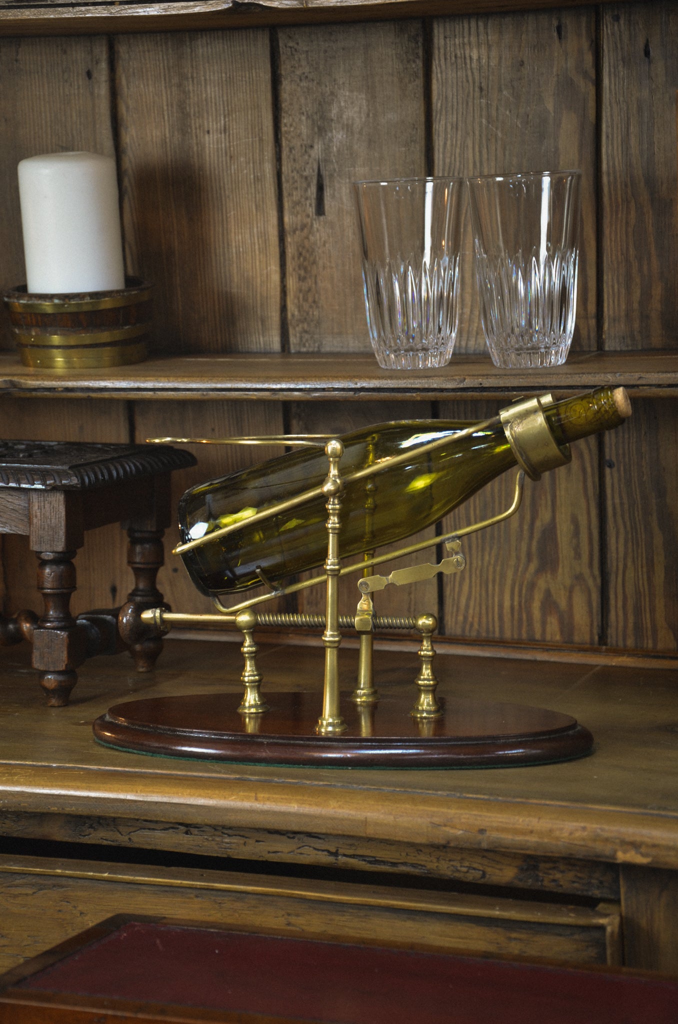 English Brass Wine Decanting Cradle