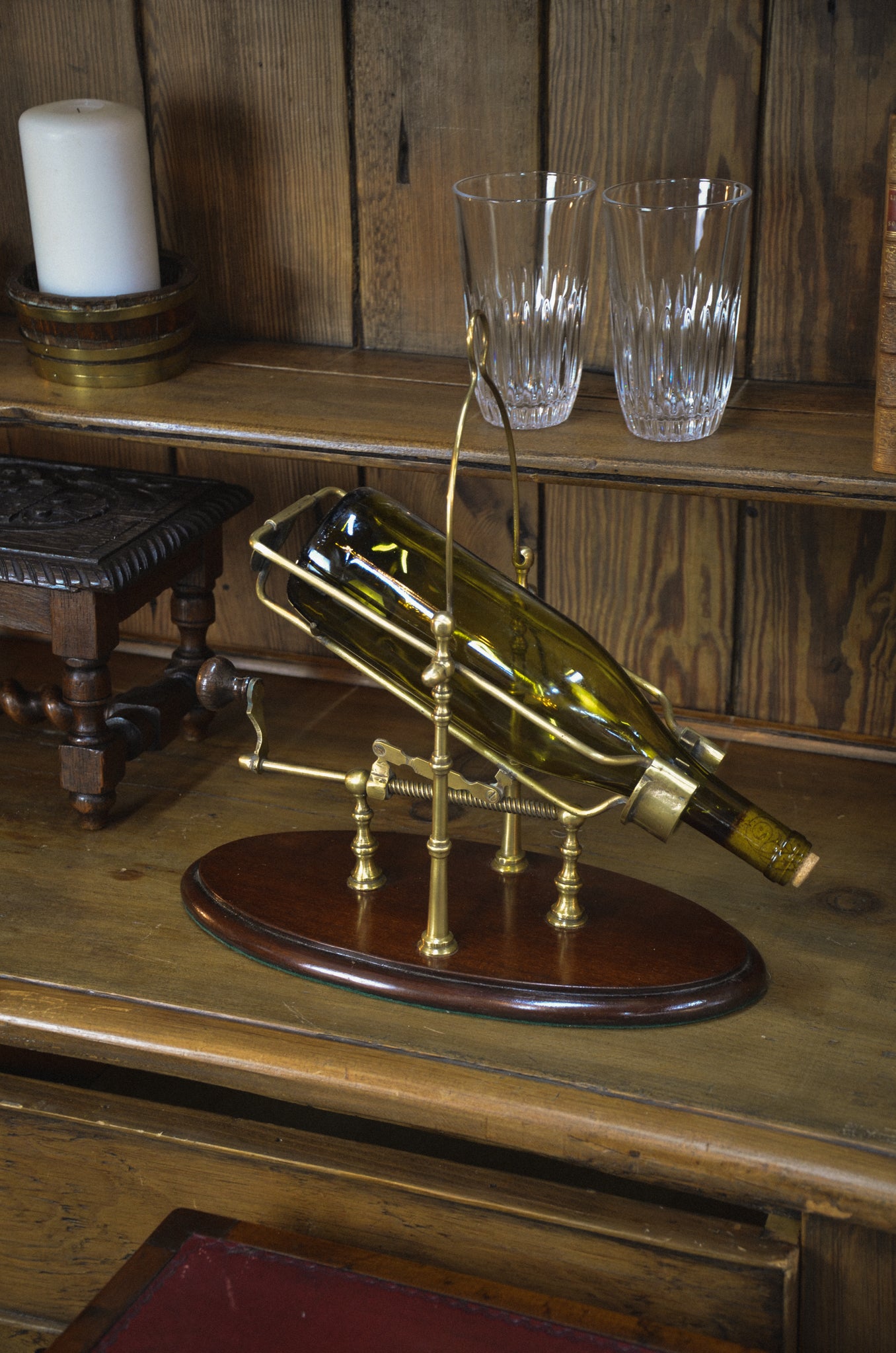English Brass Wine Decanting Cradle