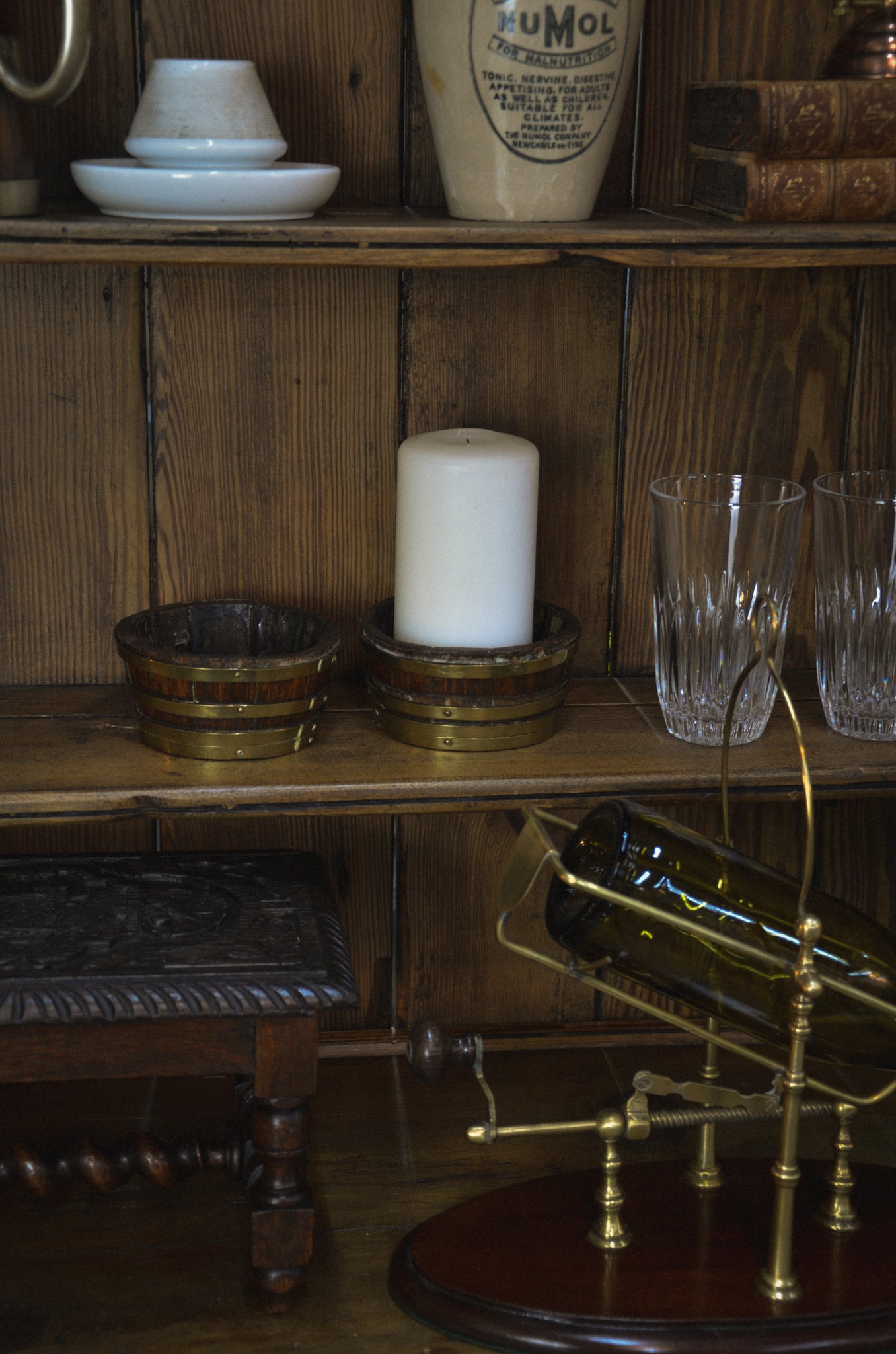Edwardian Brass Bound Barrel Oak Butter Dishes