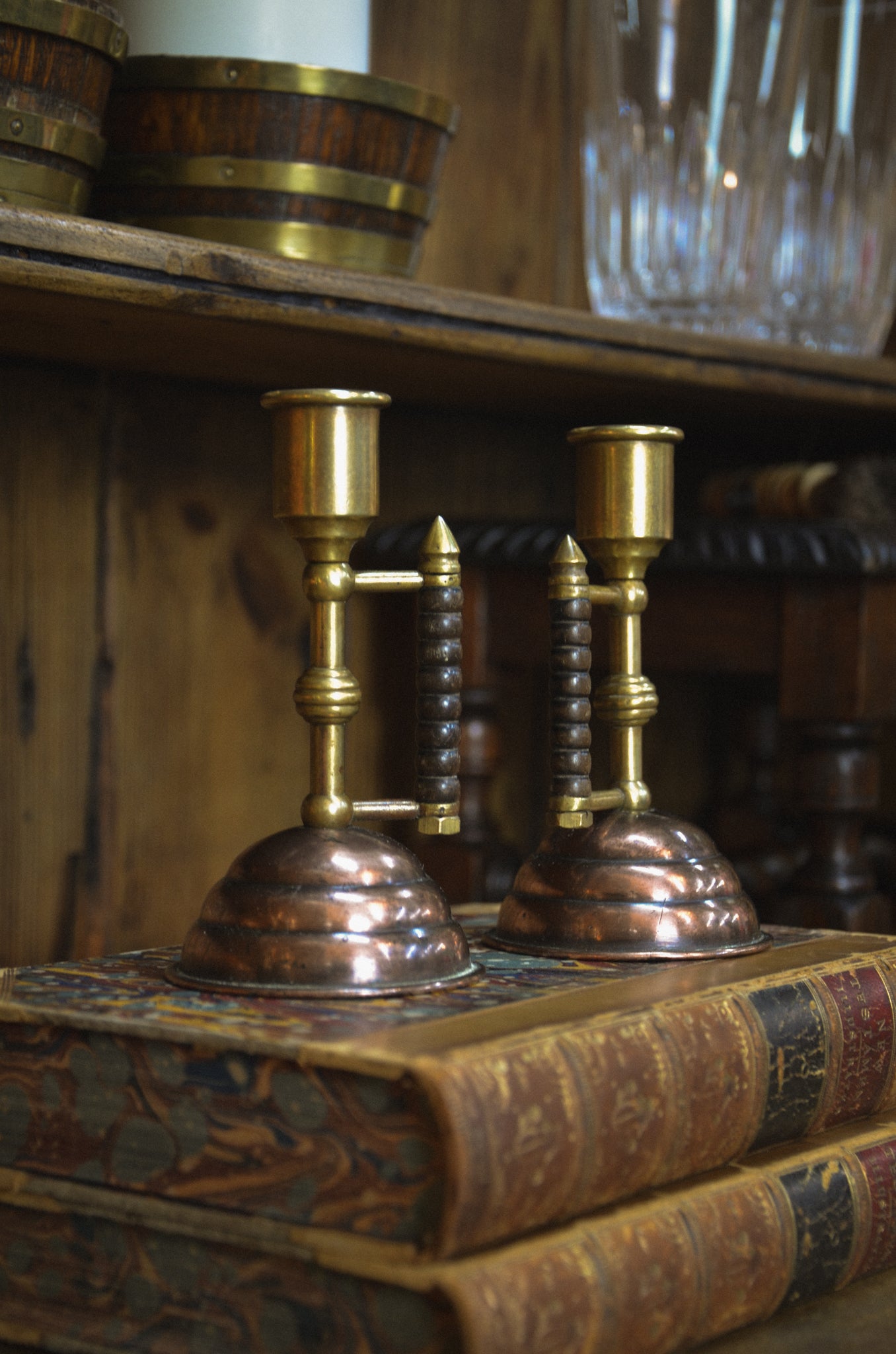 19th Century English Brass & Copper Candlestick