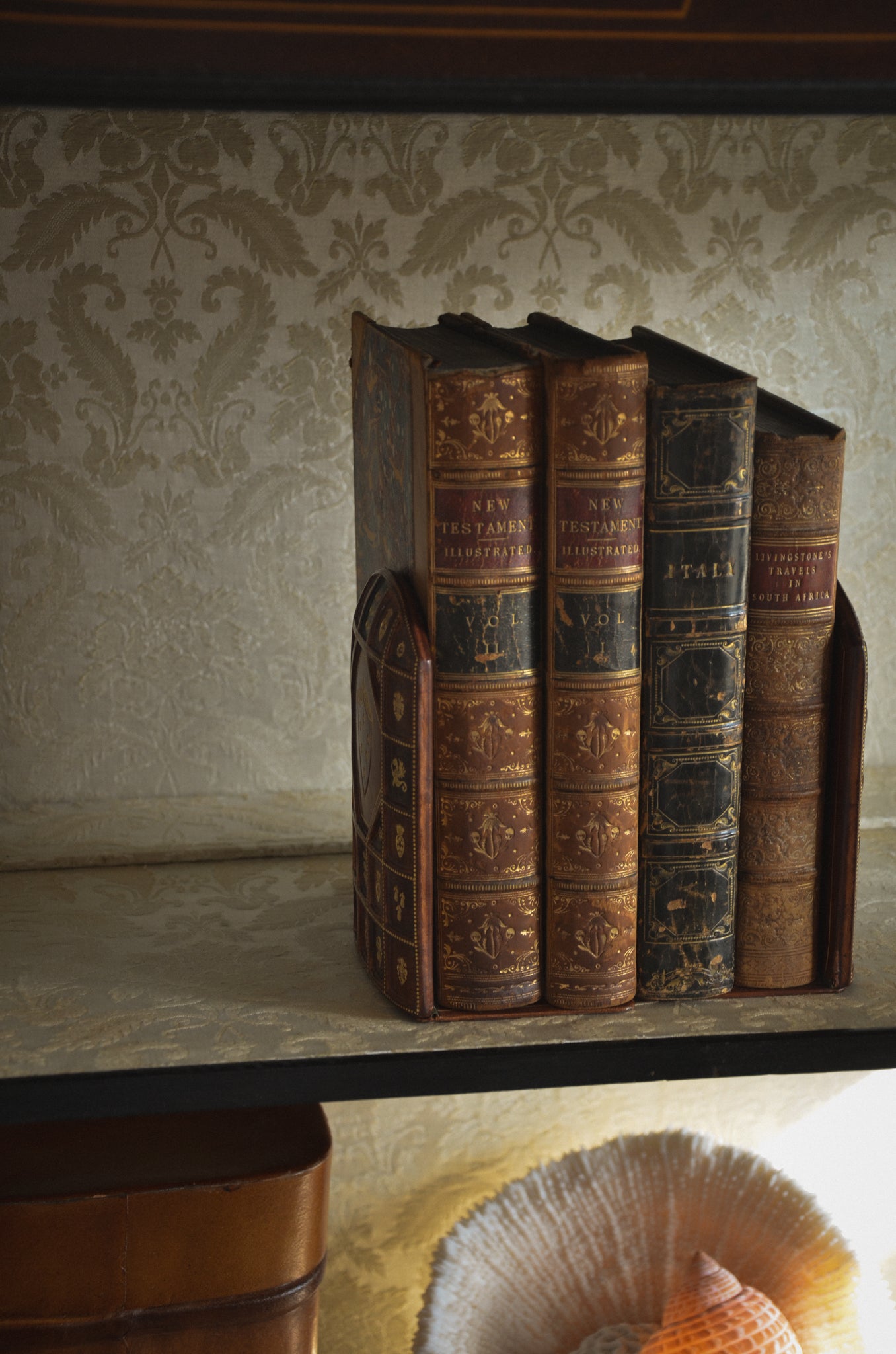 Italian Leather Bound Bookends