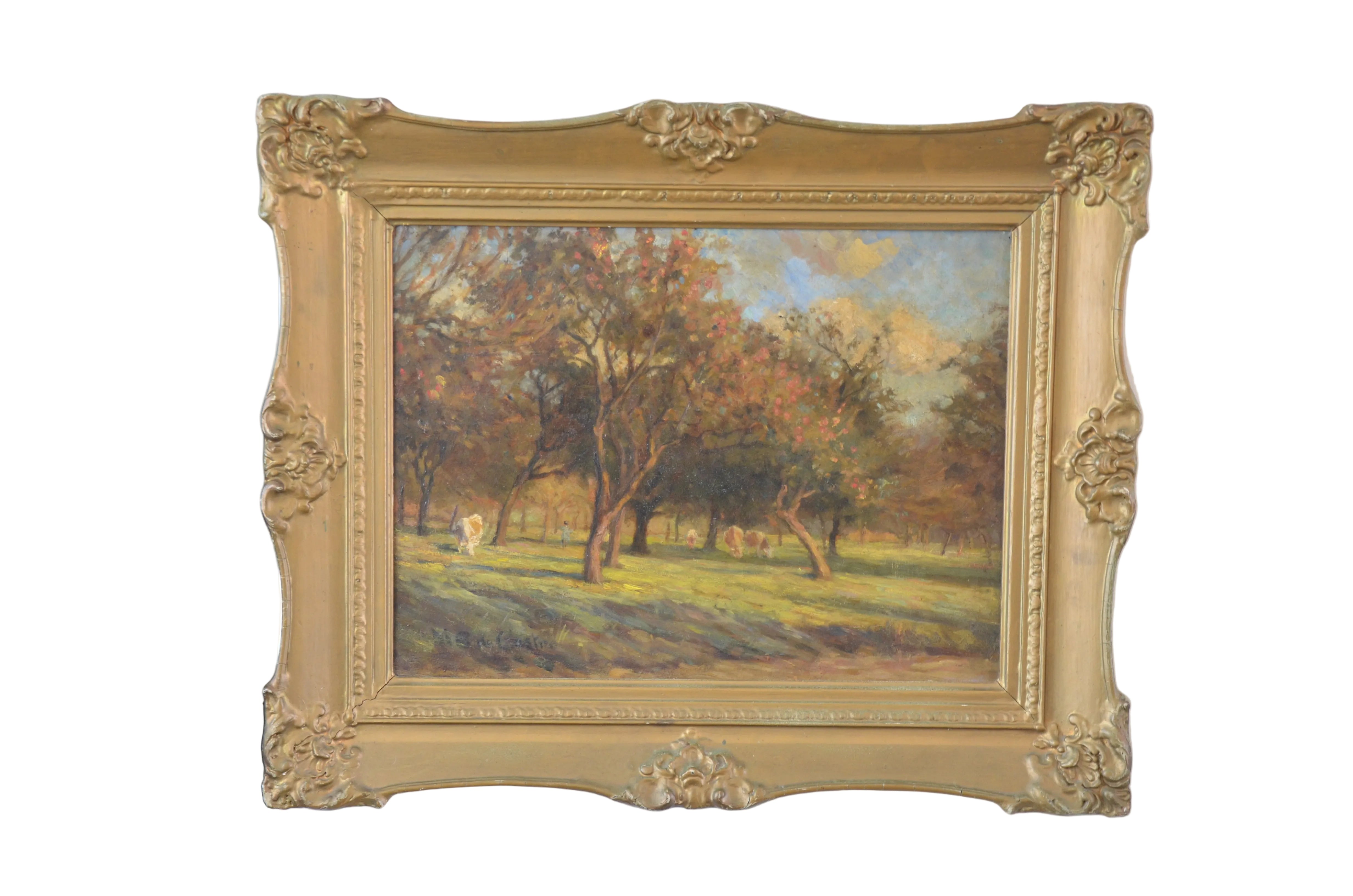 Antique Pastoral Cow Painting