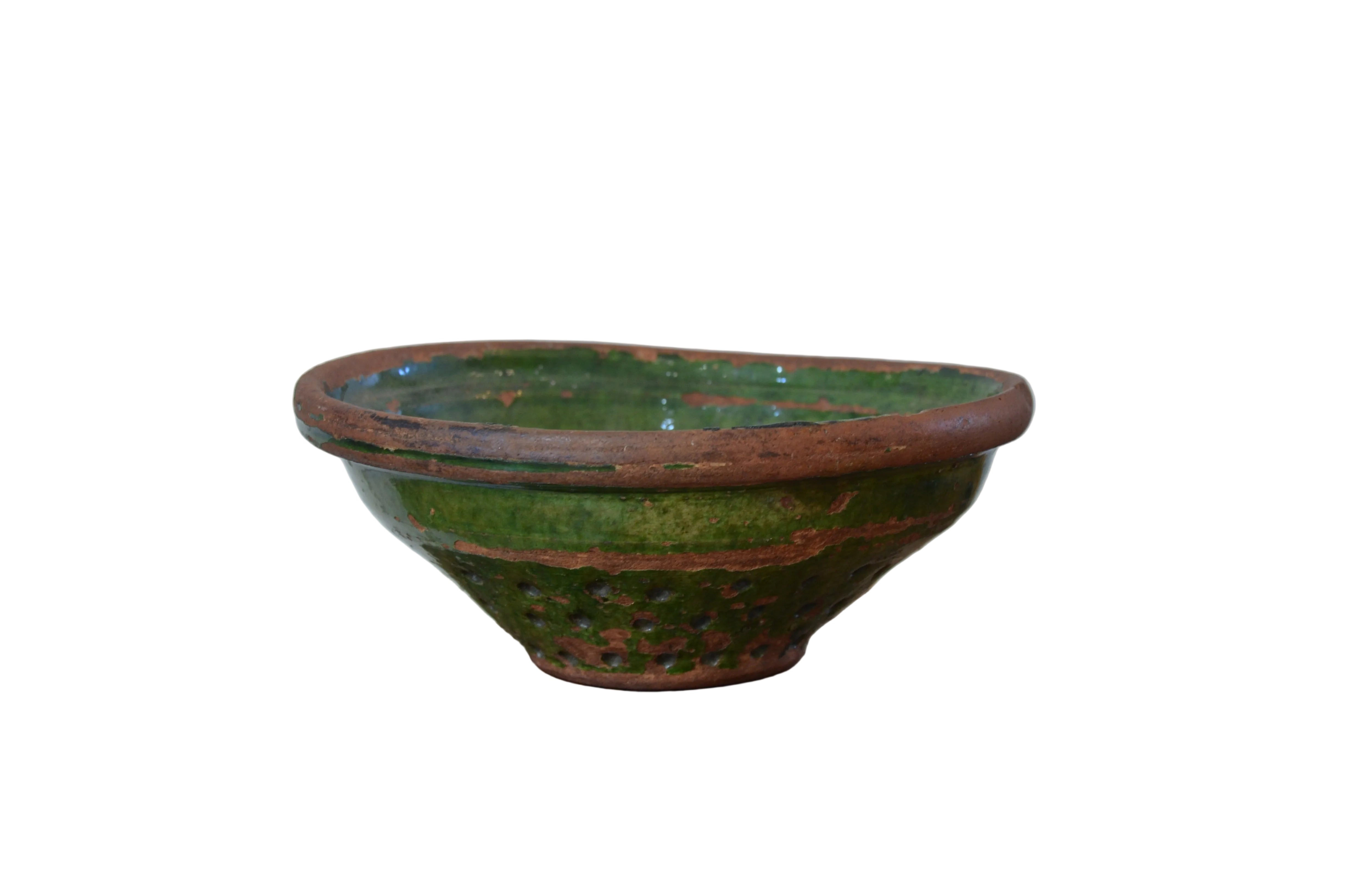 French Green Glaze Terracotta Strainer