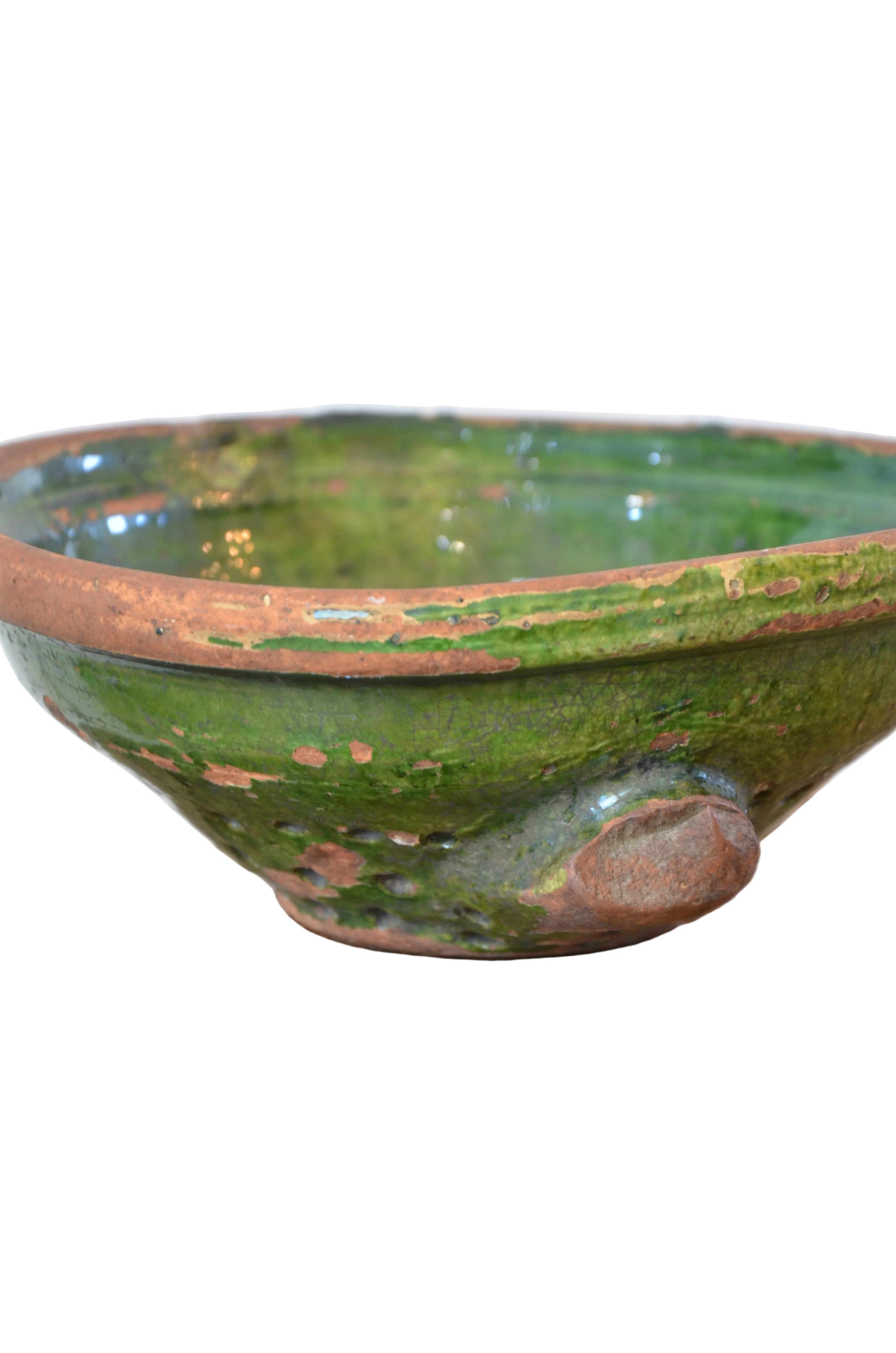 French Green Glaze Terracotta Strainer