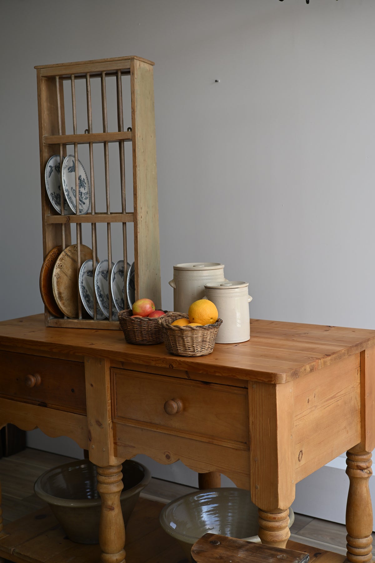 Antique Victorian English Pine Plate Rack