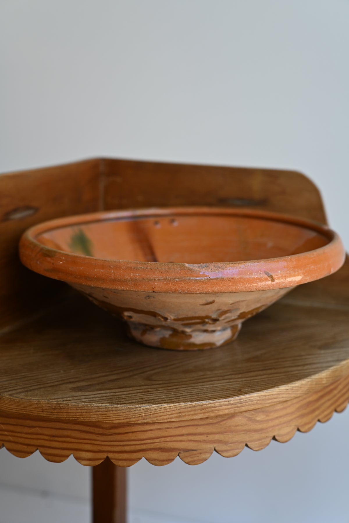 French 19th Century Orange Glaze Strainer
