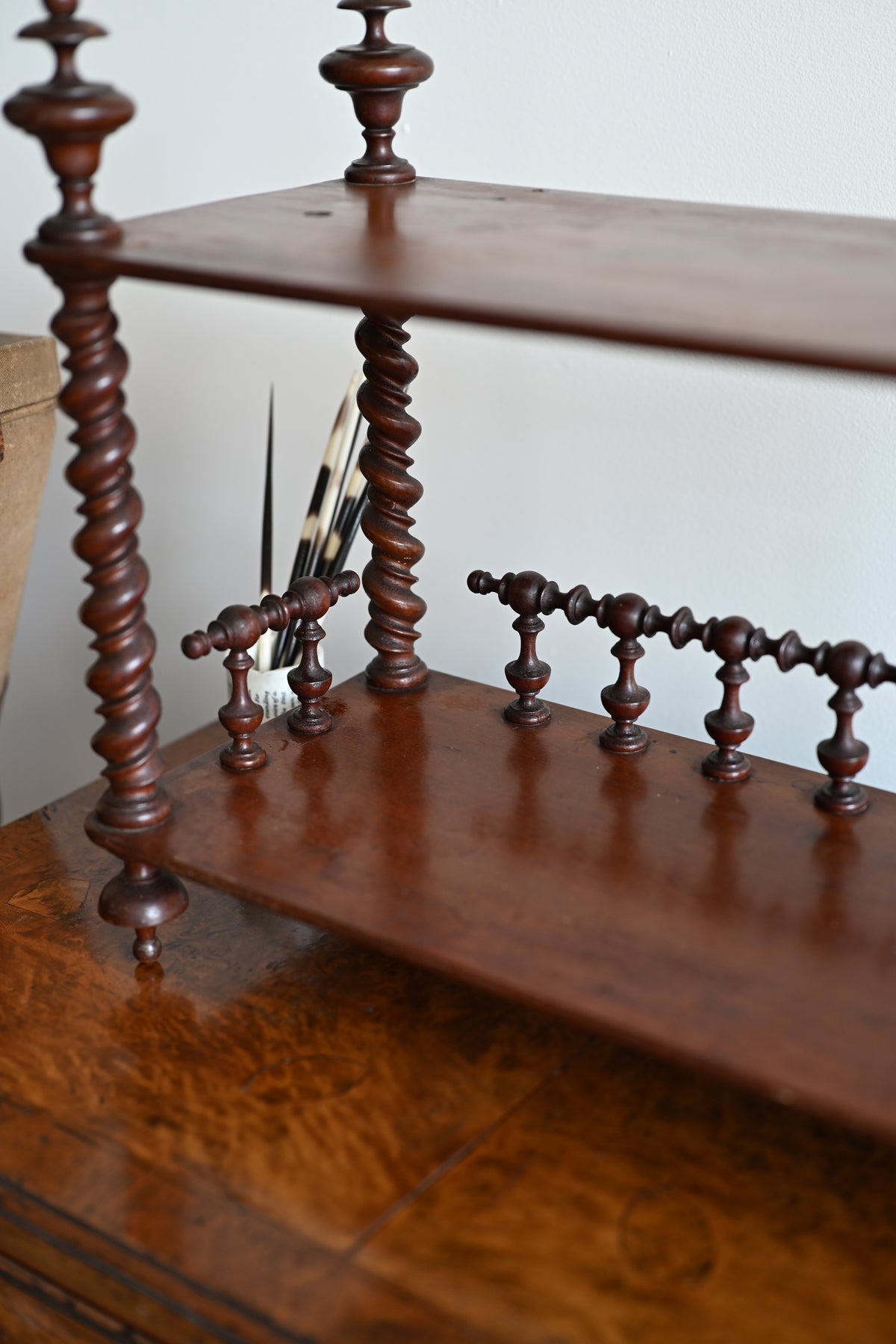 English 19th Century Mahogany Barley Twist What not Shelf