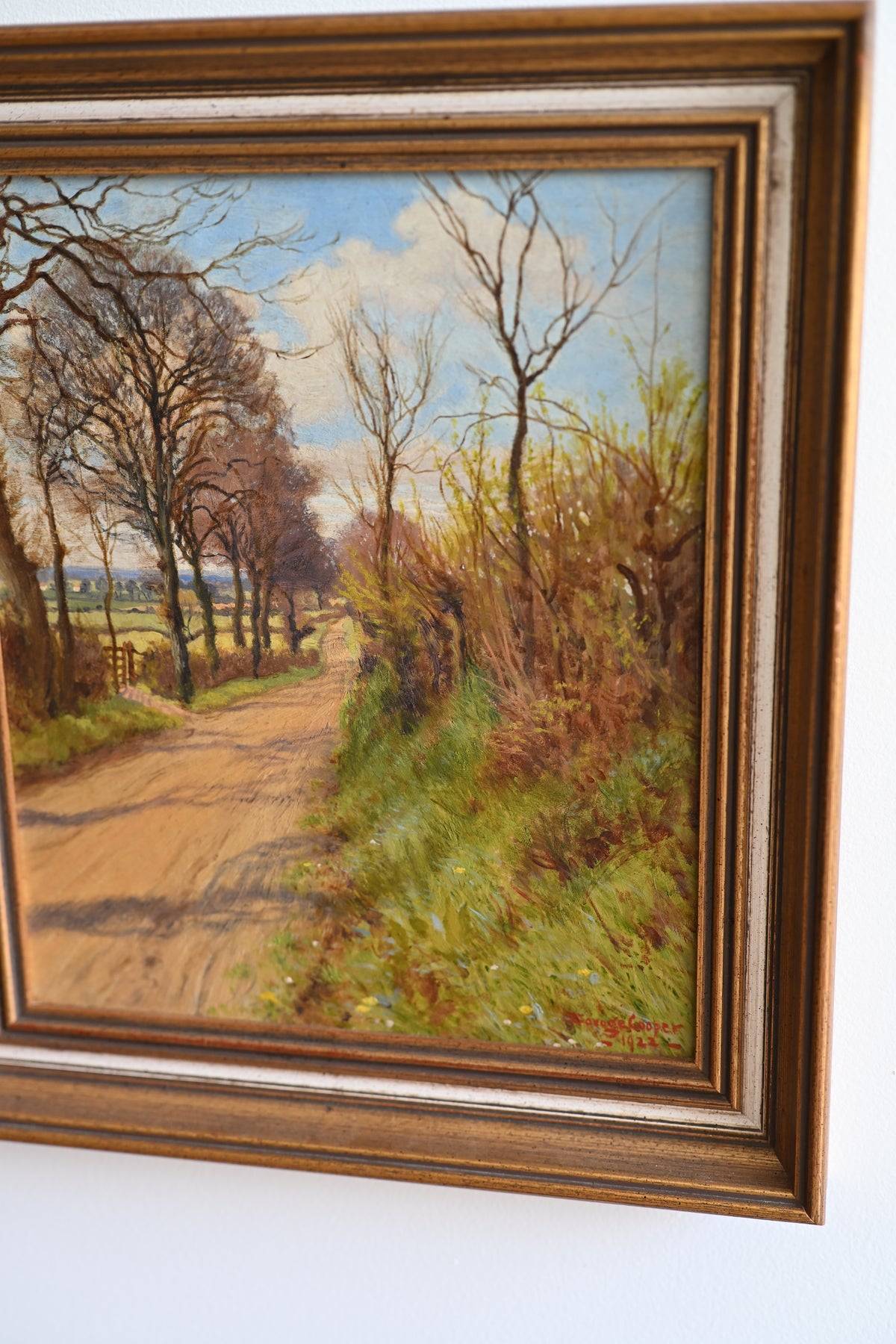 English Fall/Spring Countryside Oil on Board