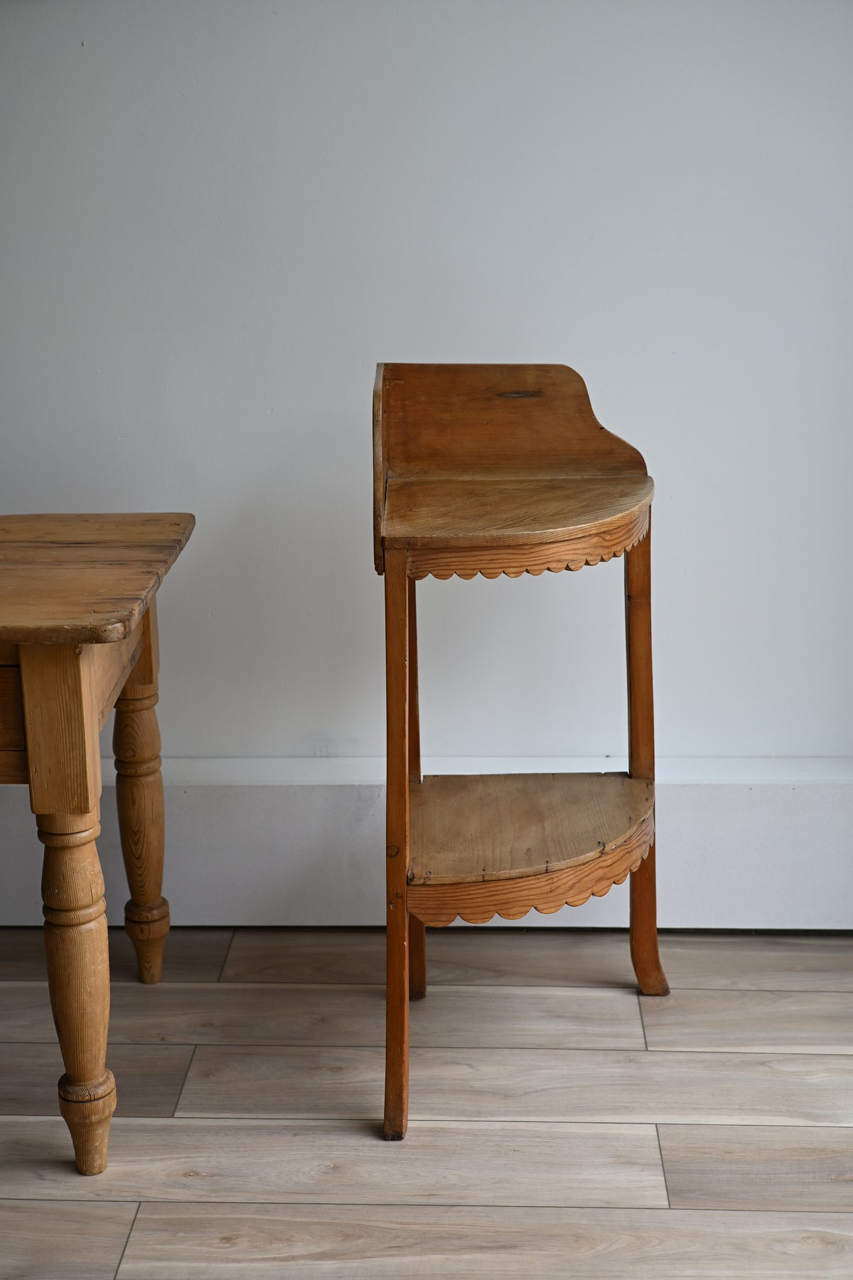 English Pine Scallop Corner Table