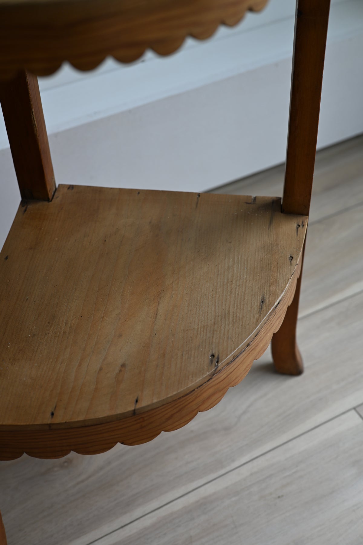 English Pine Scallop Corner Table