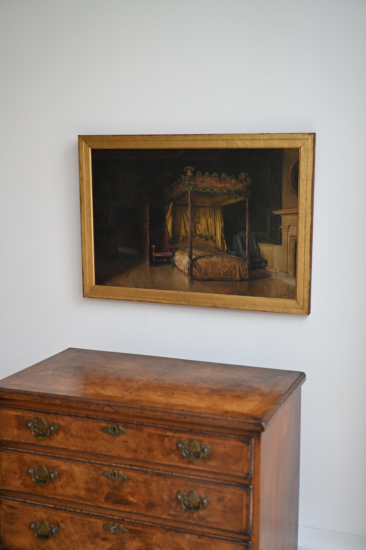 Mary, Queen of Scots Bedroom, Holyroodhouse Oil on Canvas Signed C M Woods