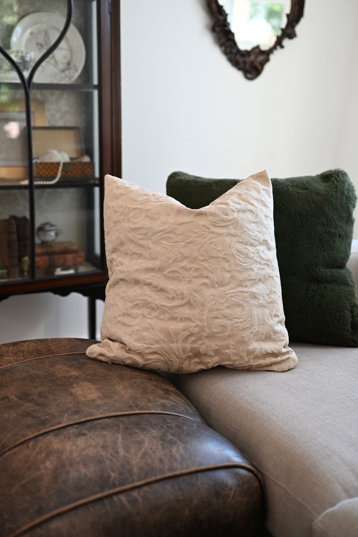 Ivory Scroll Pillow