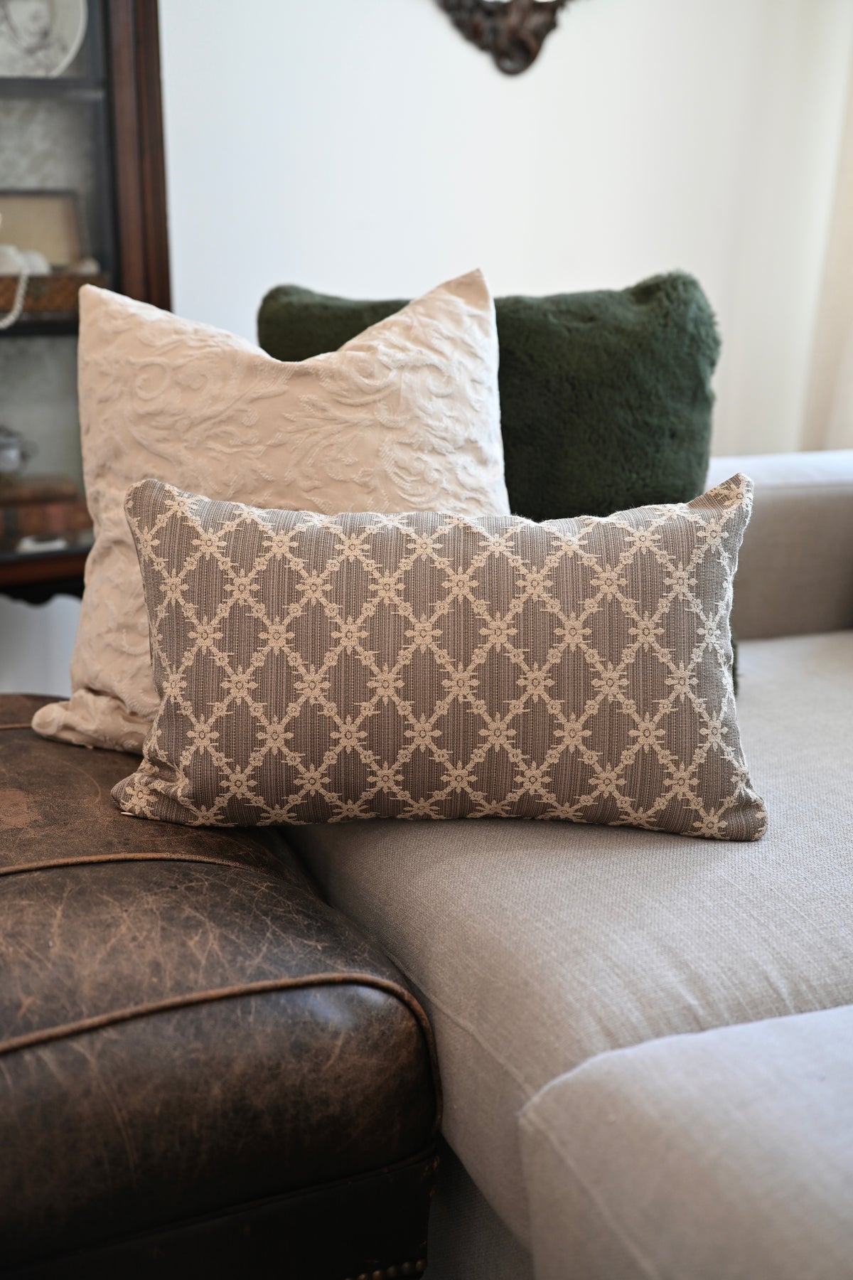 English Rose Trelis Lumbar Pillow