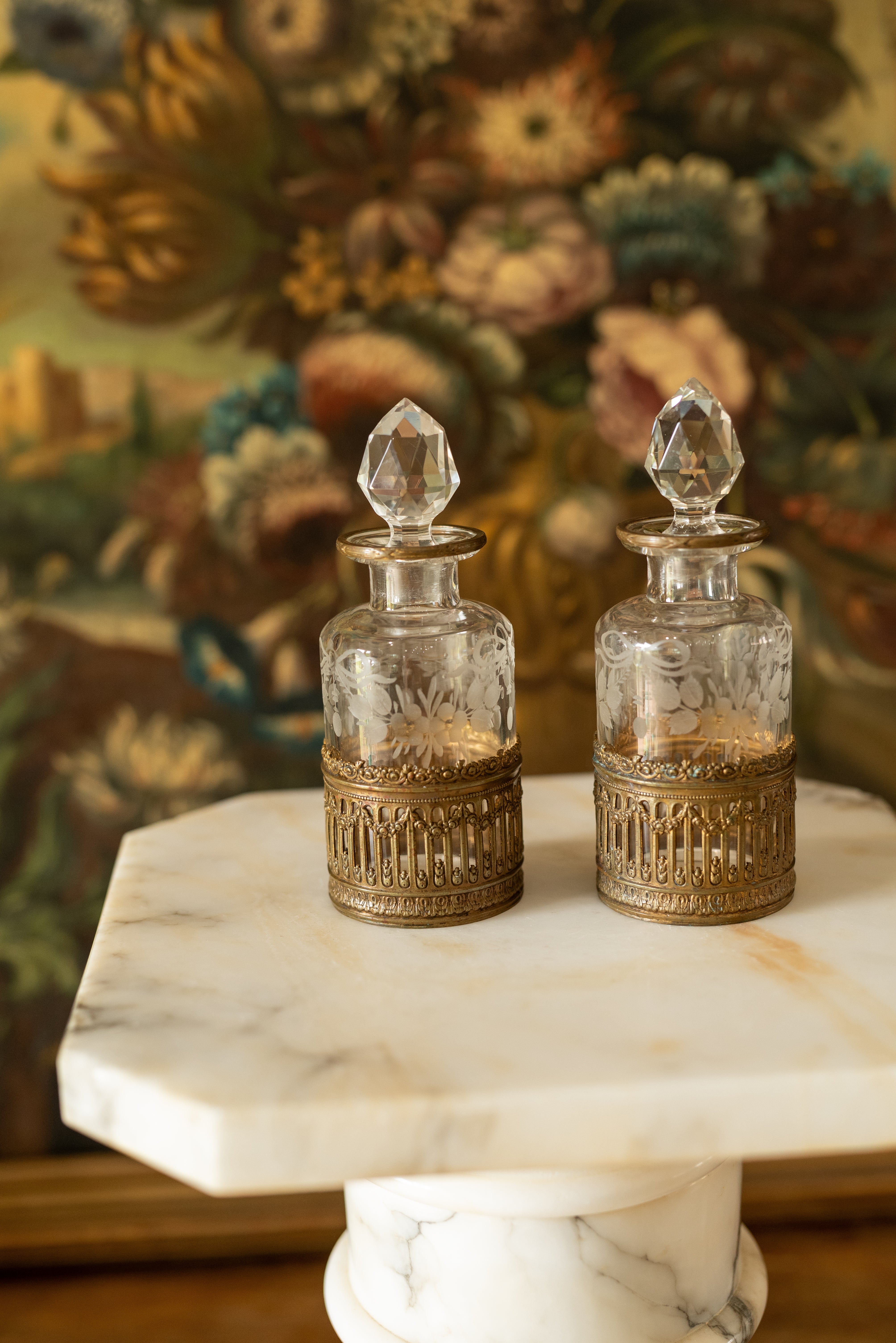 French Crystal and ormolu perfume bottles ￼