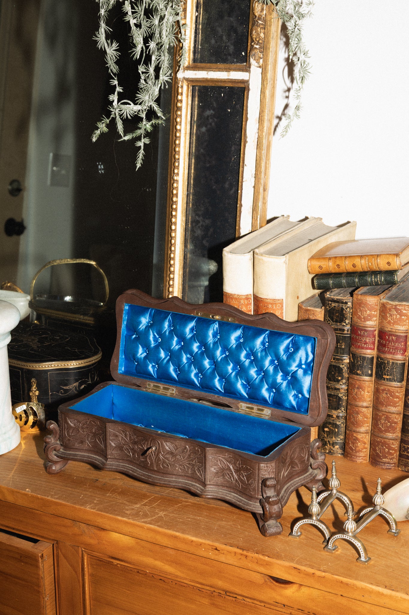 Antique 19th Century Swiss Black Forest Jewelry Box