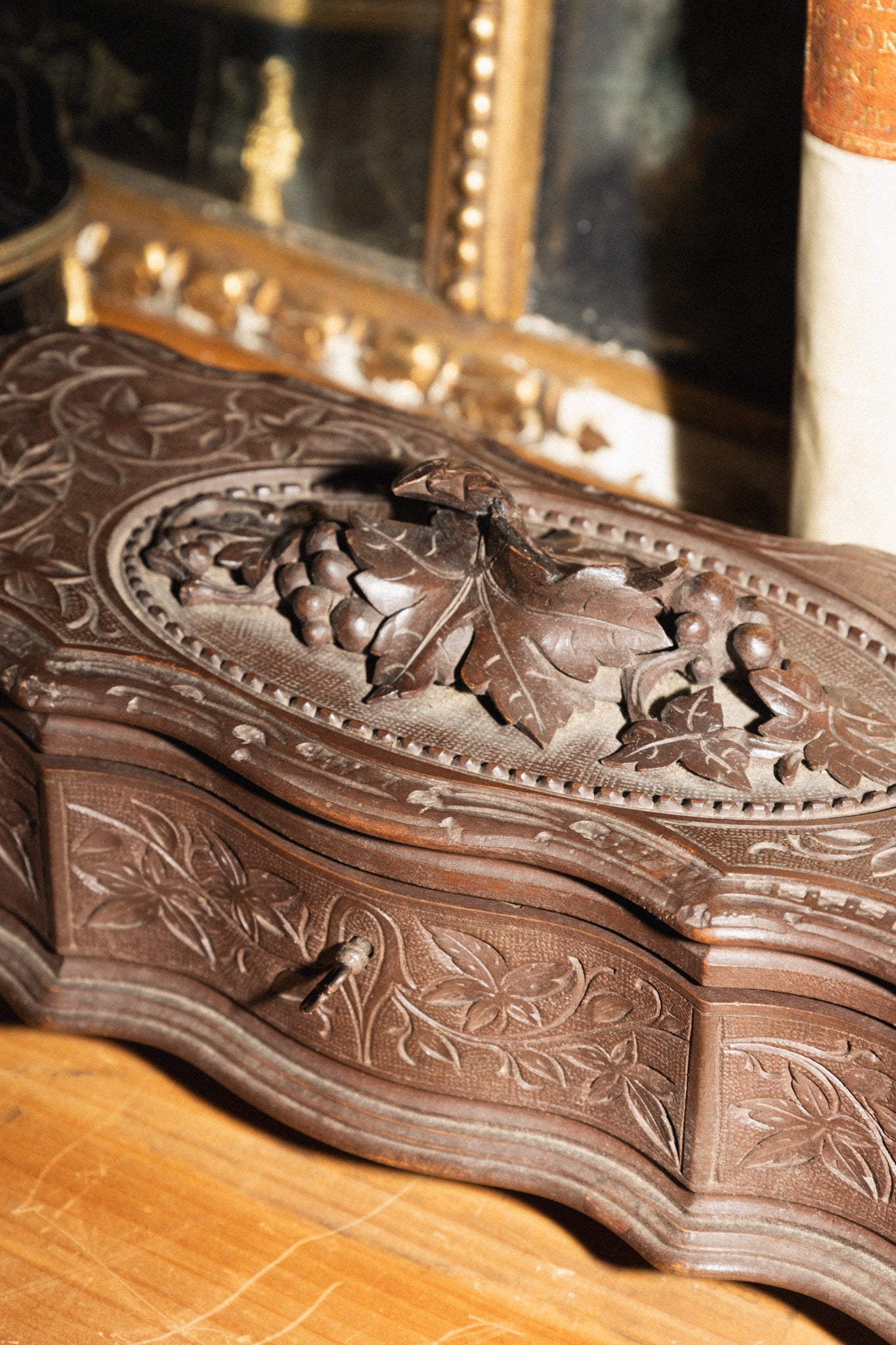 Antique 19th Century Swiss Black Forest Jewelry Box