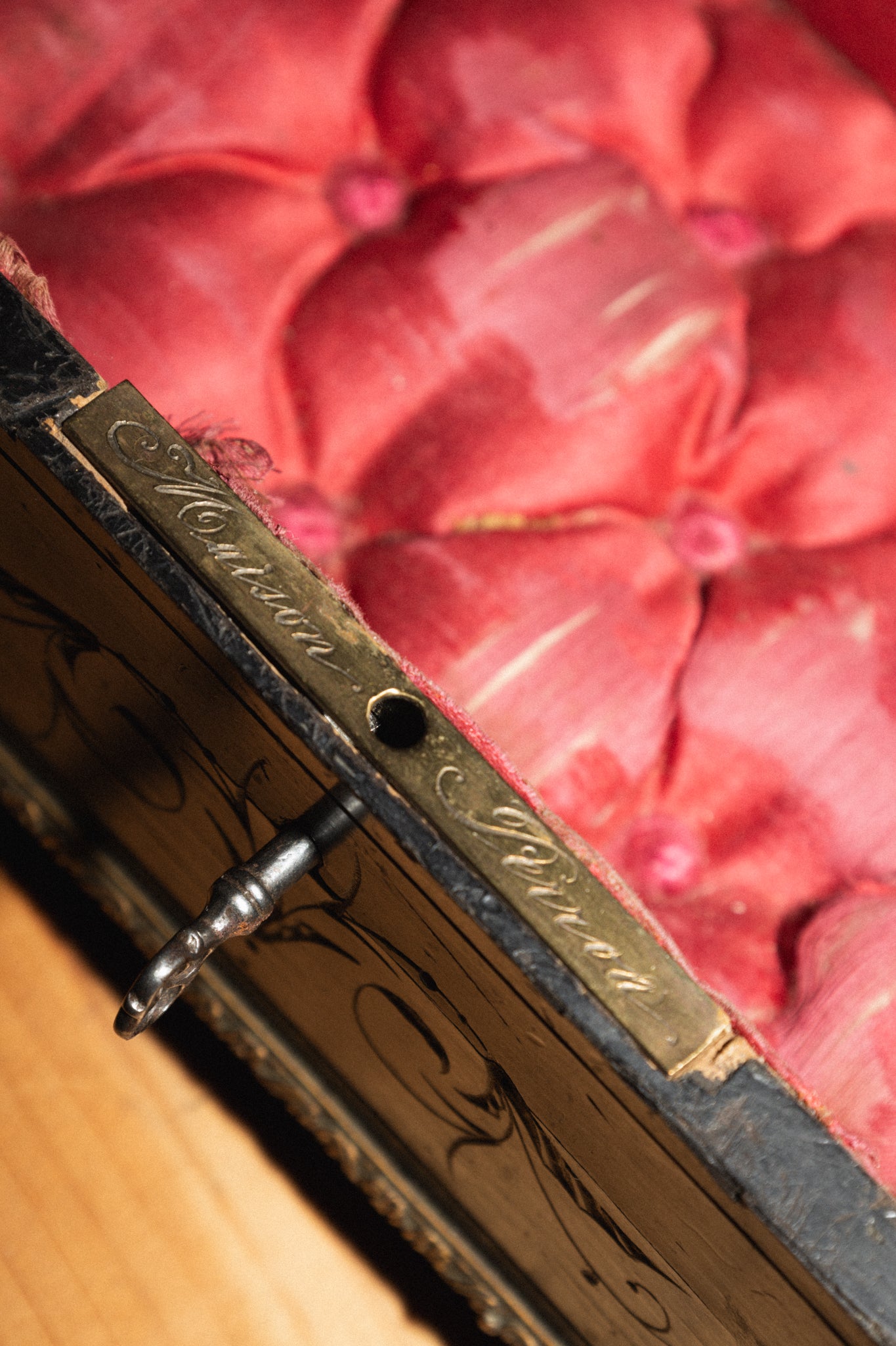 Antique French Black & Bronze Jewelry Box