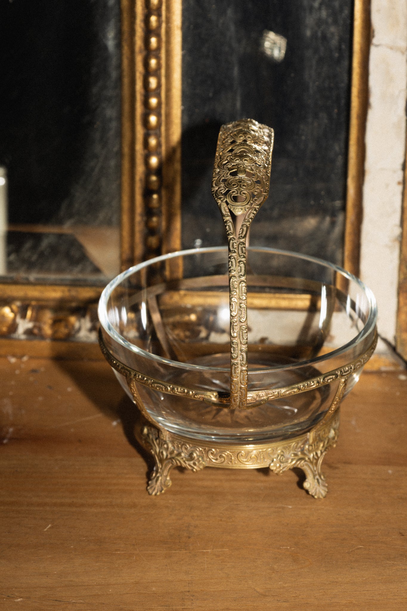 Brass and Glass Footed Candy Dish
