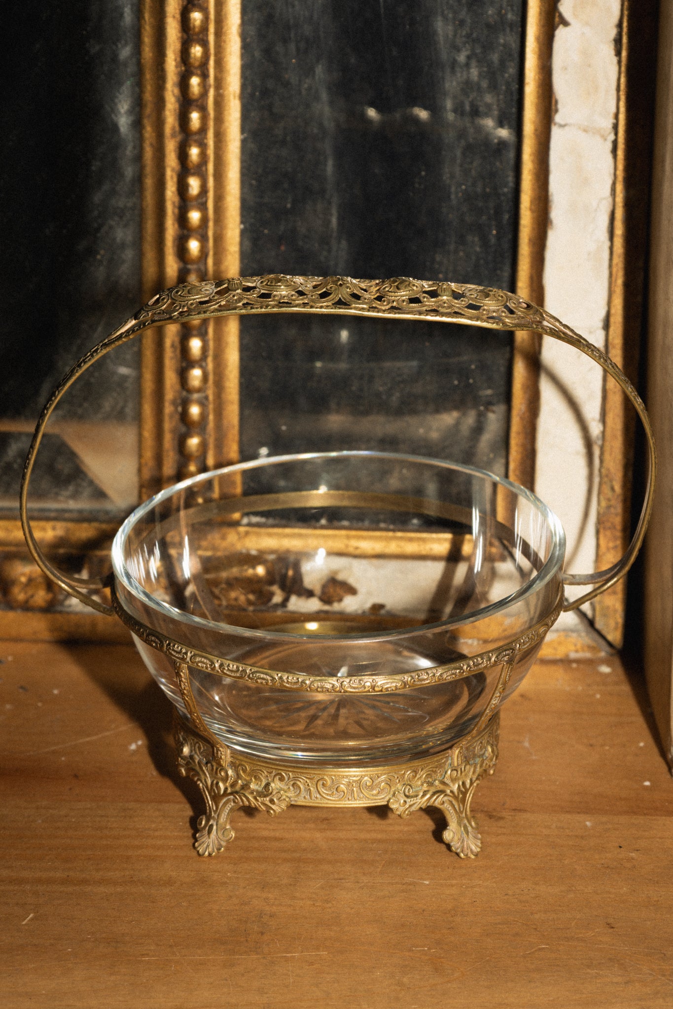 Brass and Glass Footed Candy Dish