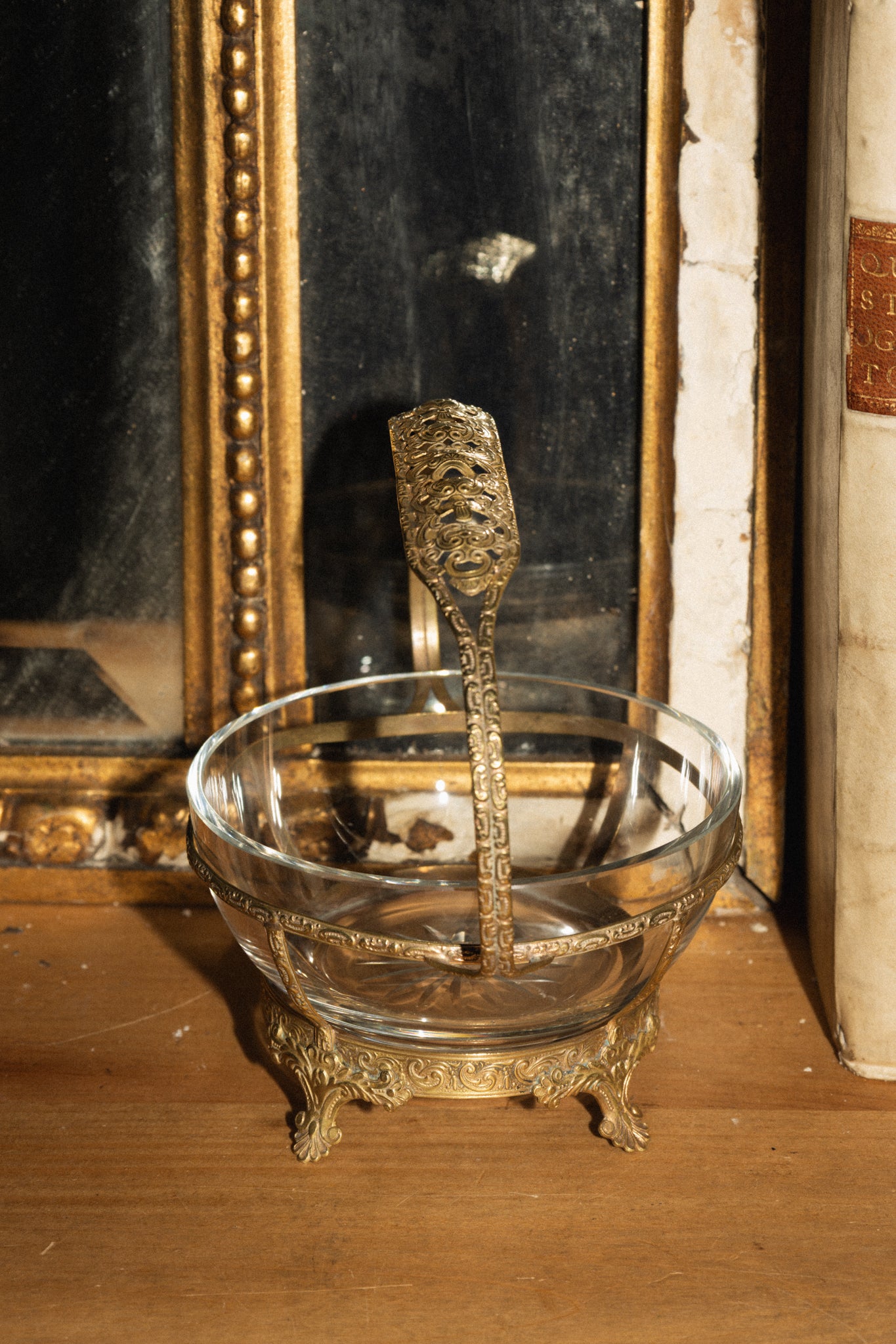 Brass and Glass Footed Candy Dish