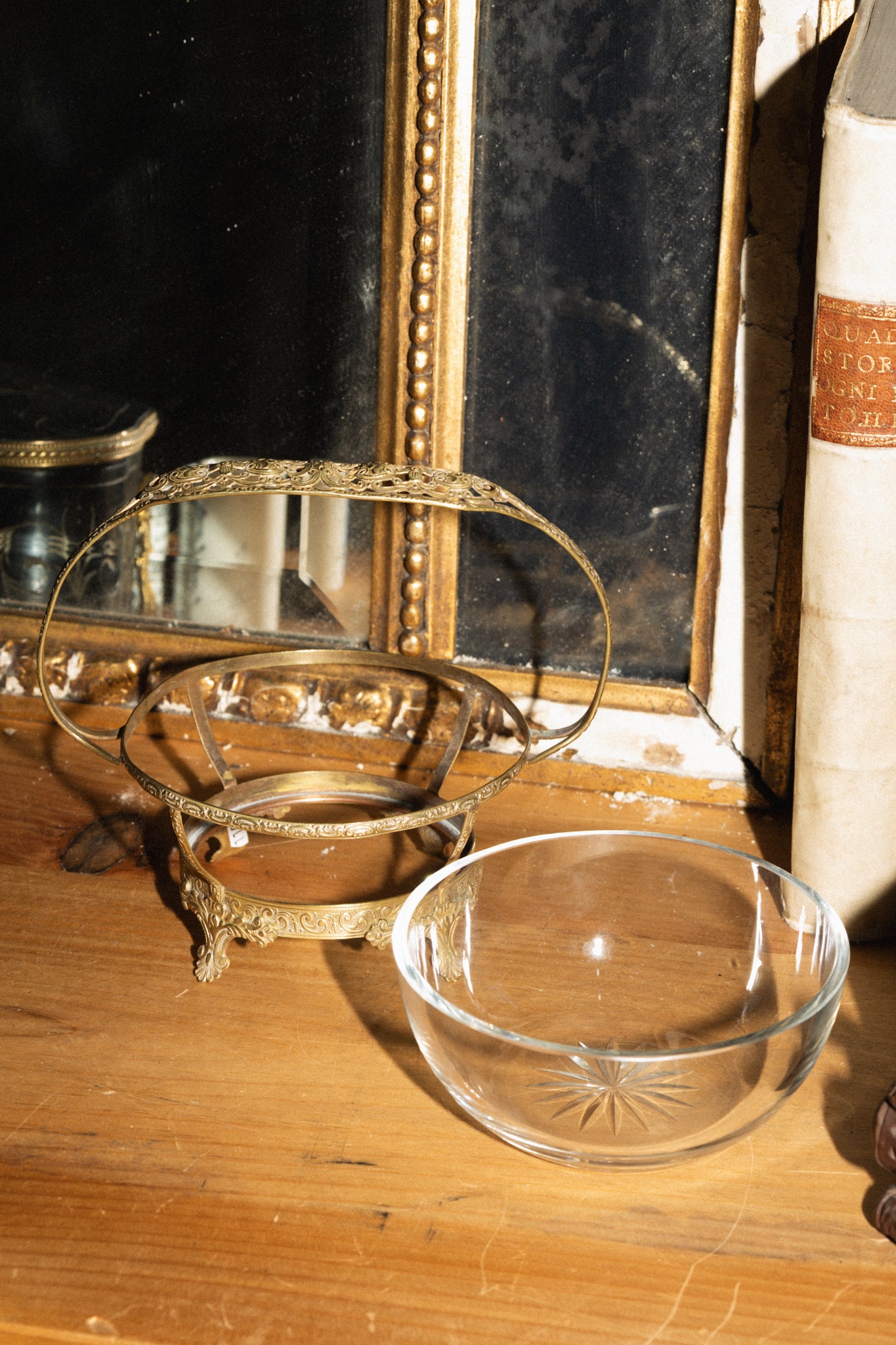 Brass and Glass Footed Candy Dish