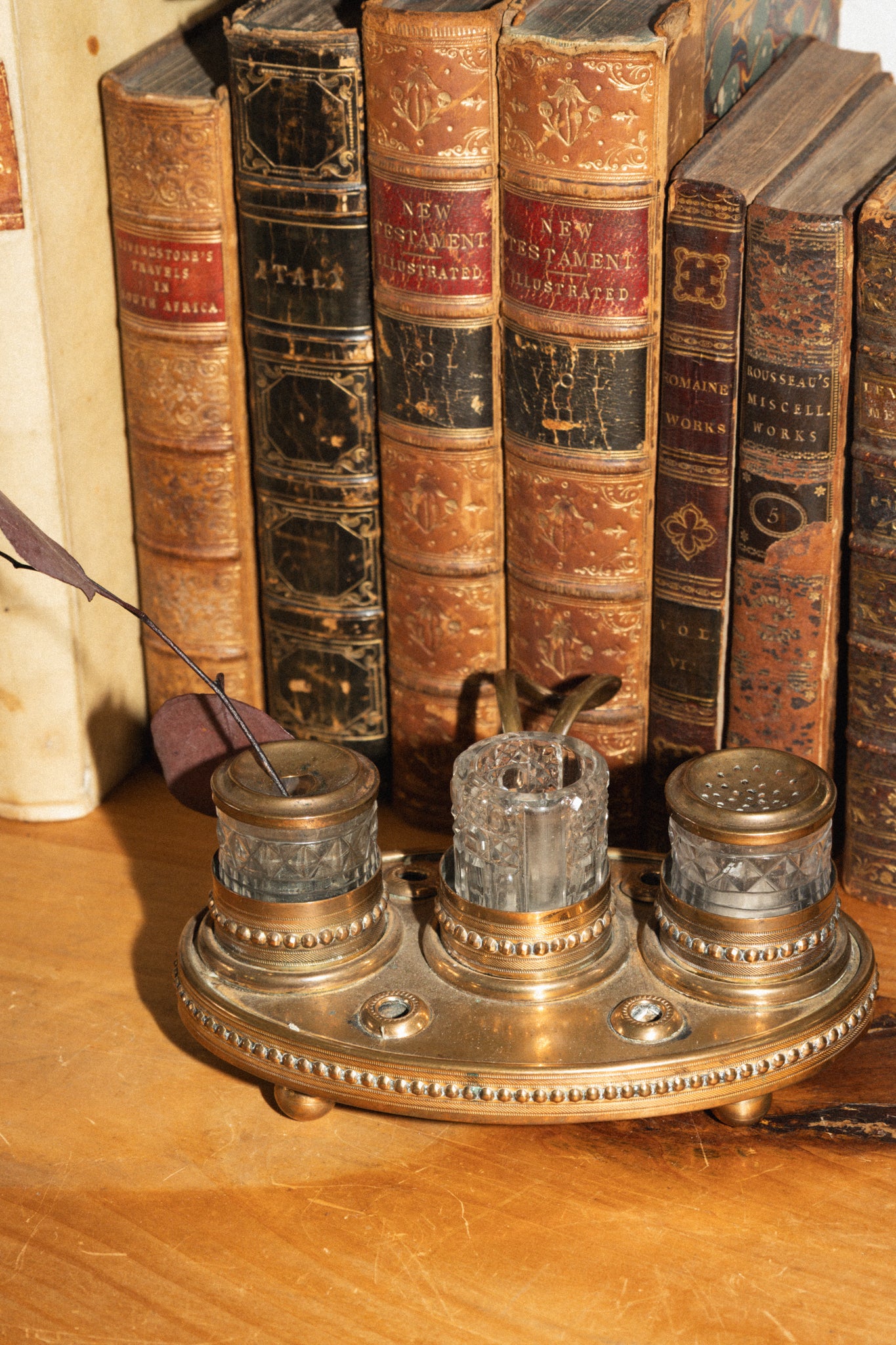 Bronze and Cut Glass Standish