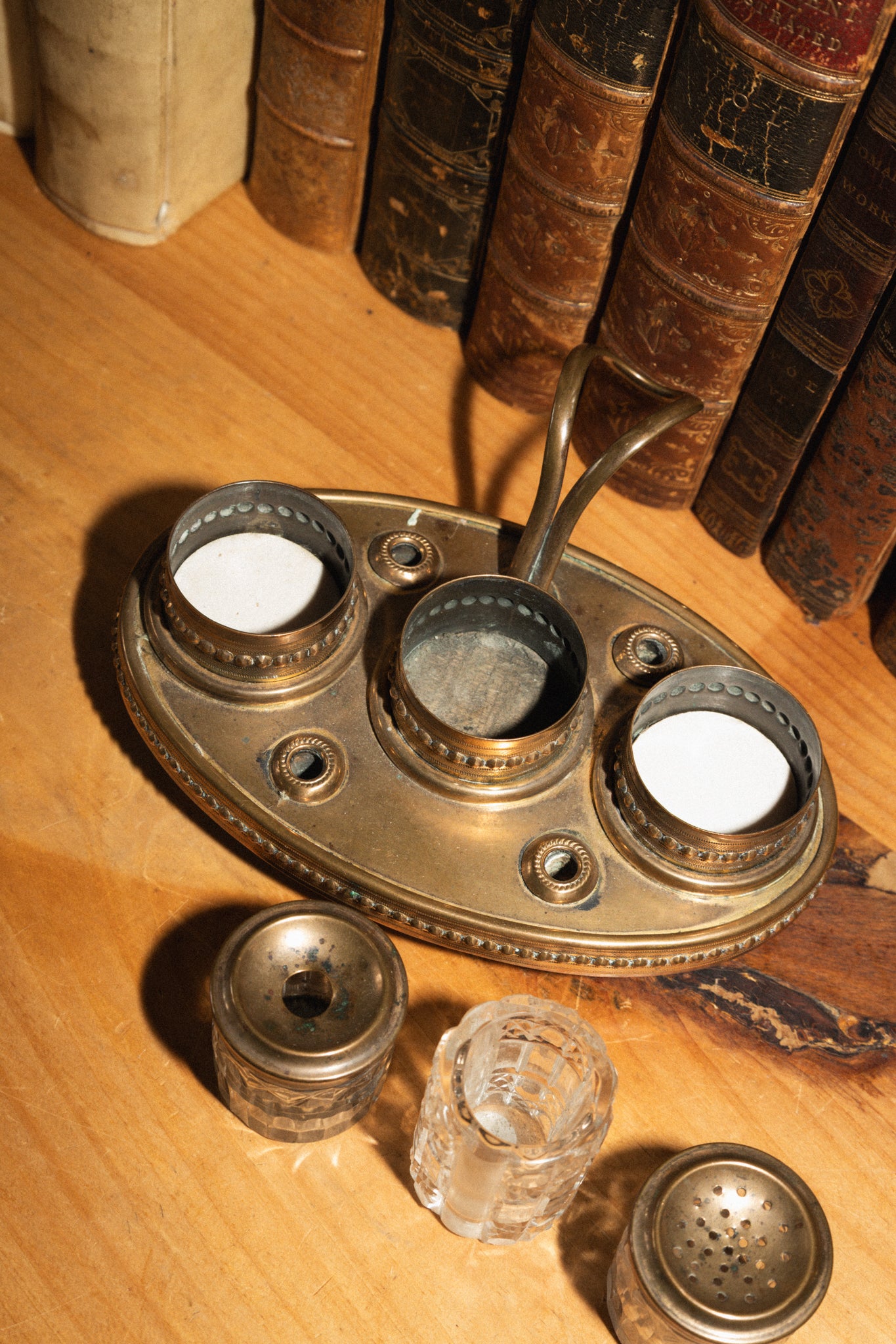 Bronze and Cut Glass Standish