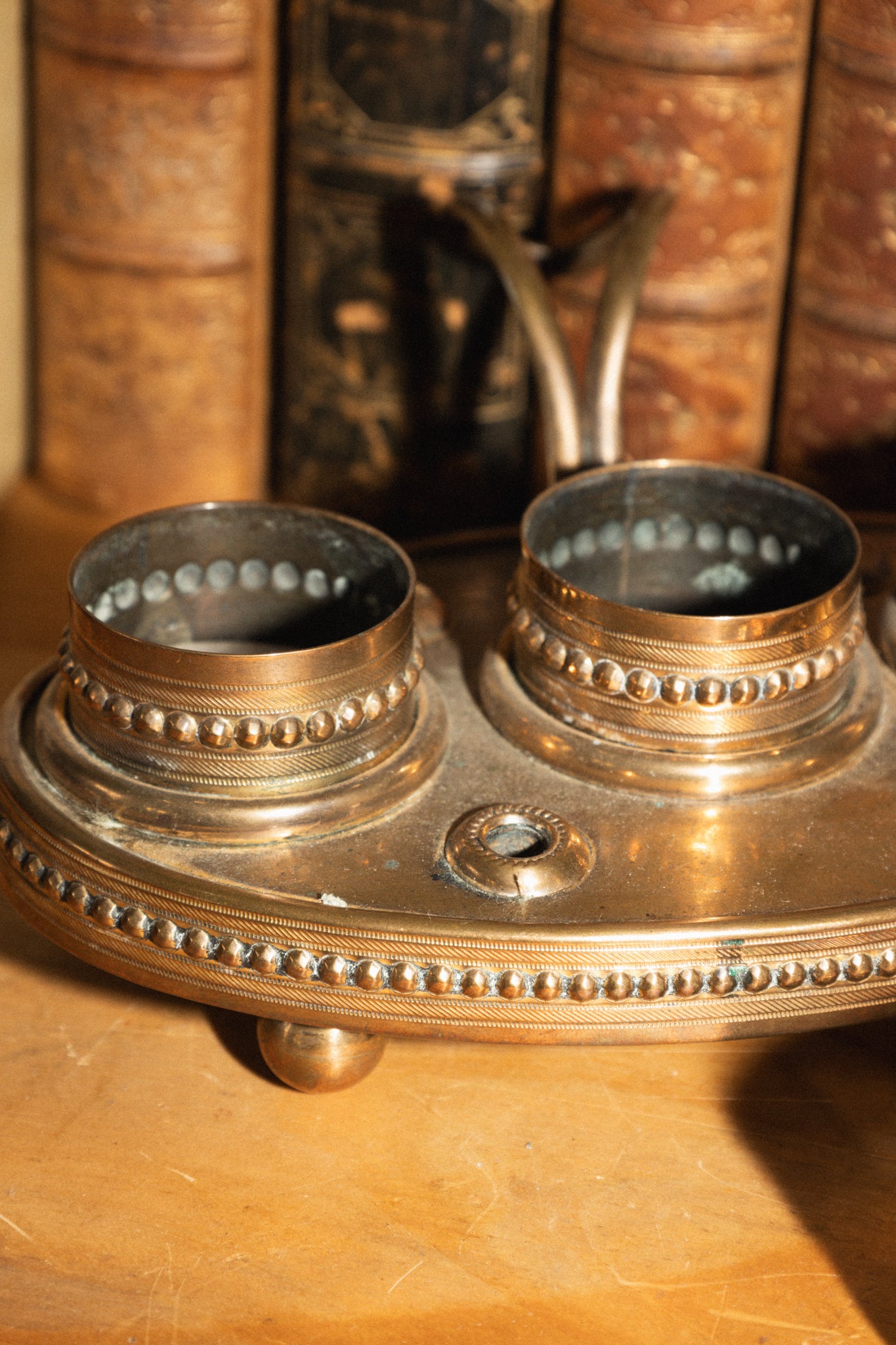 Bronze and Cut Glass Standish