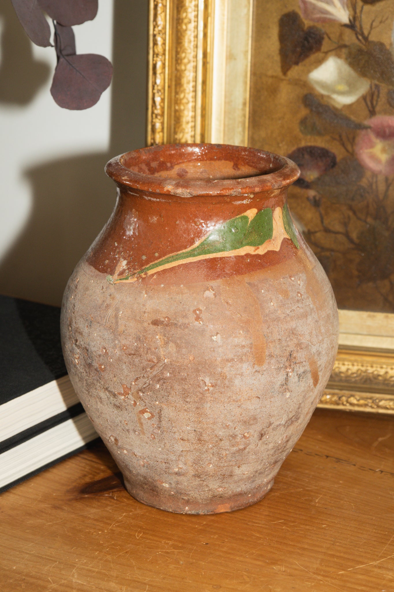 Yellow & Green Glaze Terracotta Pot