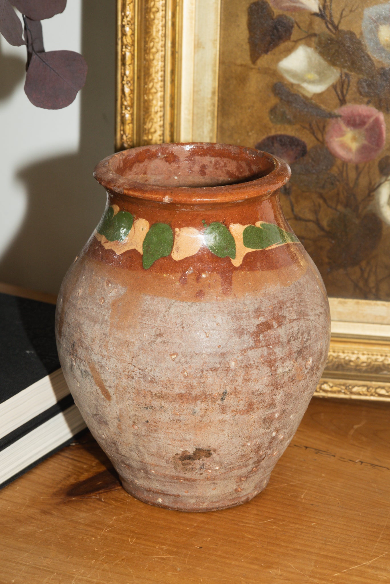 Yellow & Green Glaze Terracotta Pot