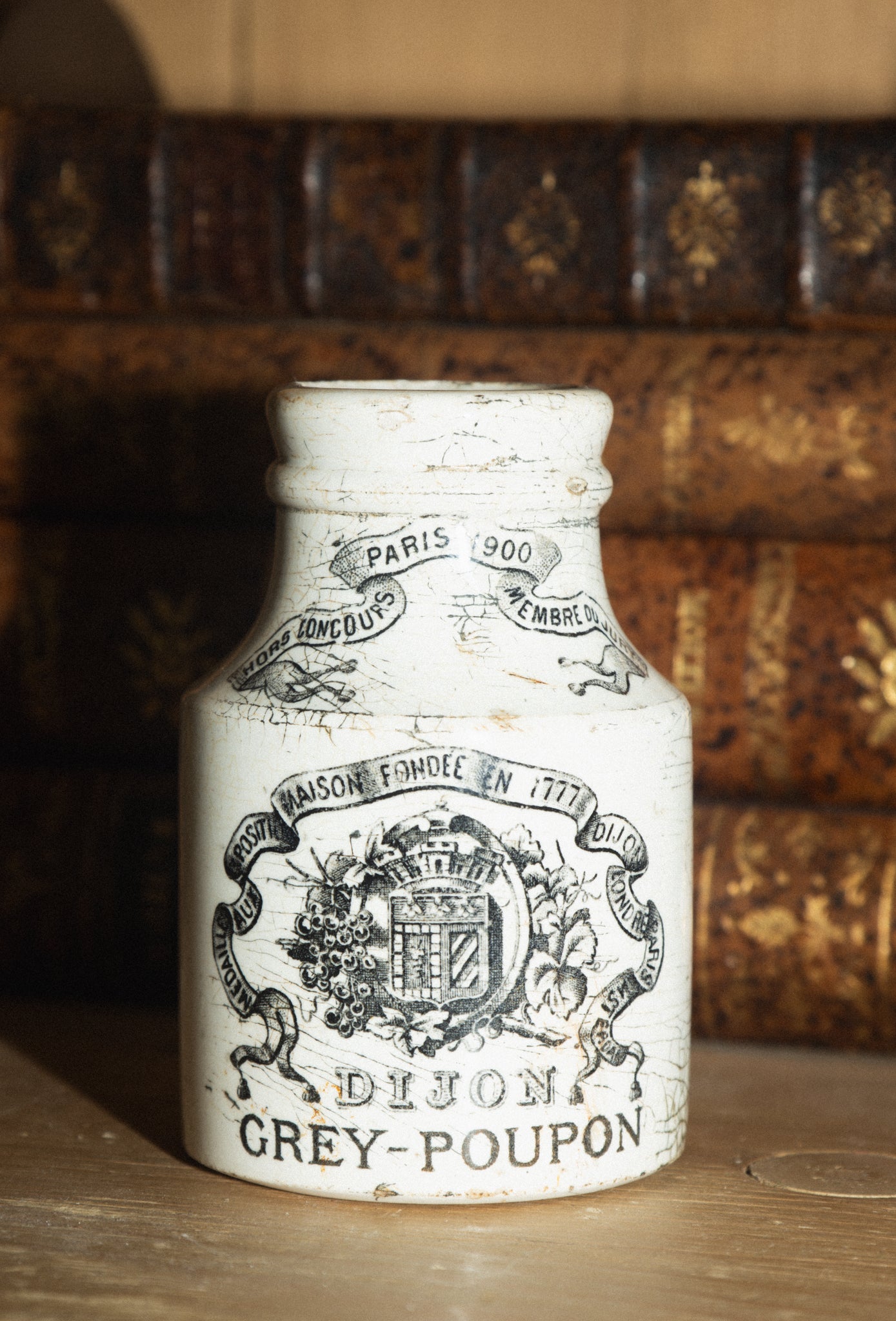 French Sarreguemines Stoneware  Mustard Jar