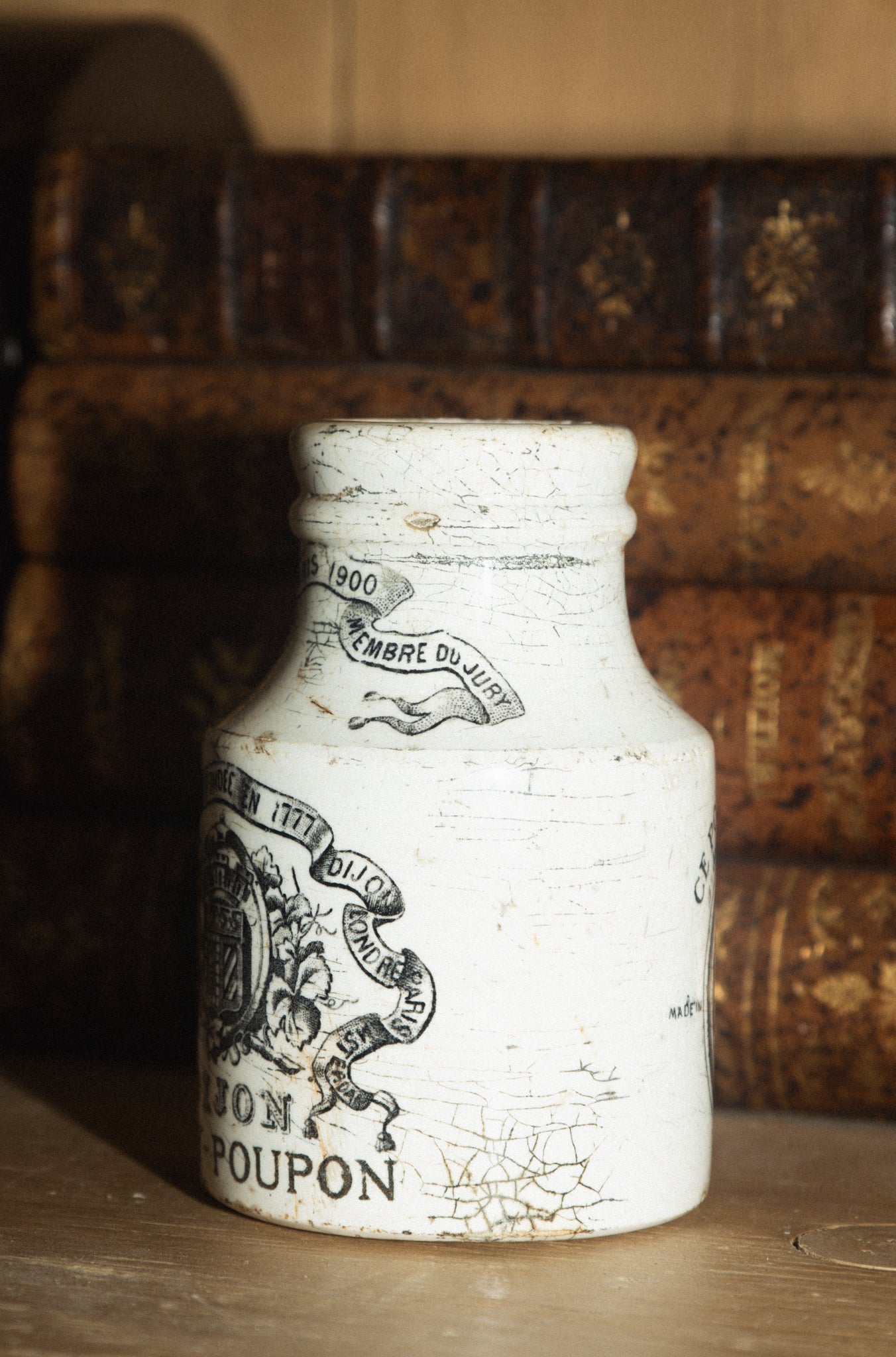 French Sarreguemines Stoneware  Mustard Jar