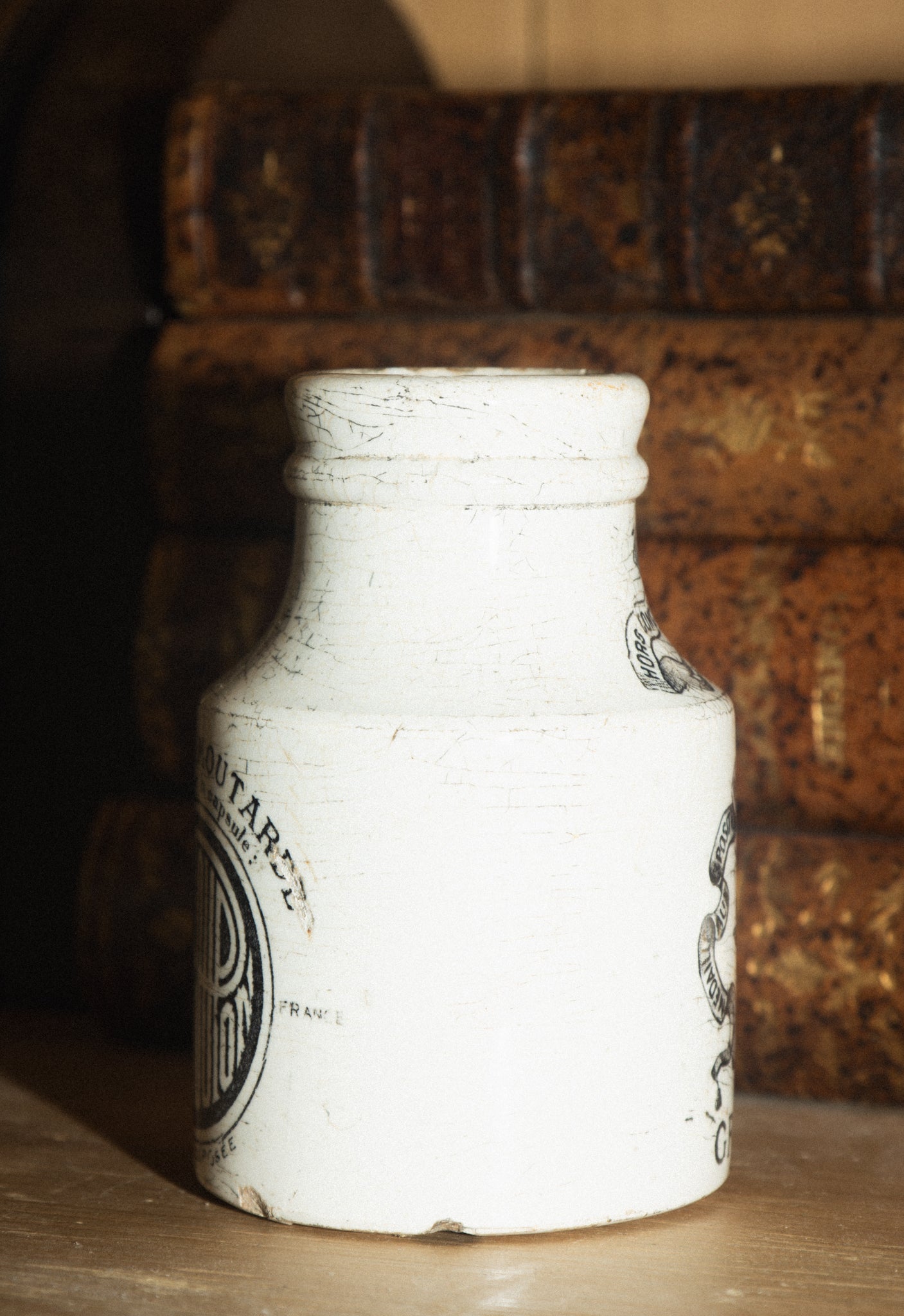 French Sarreguemines Stoneware  Mustard Jar