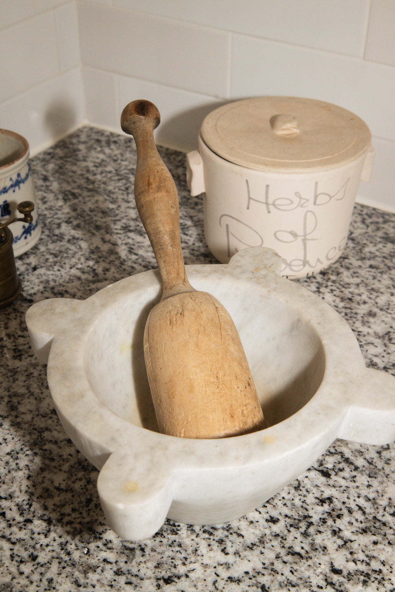 White Marble Mortar and Masher