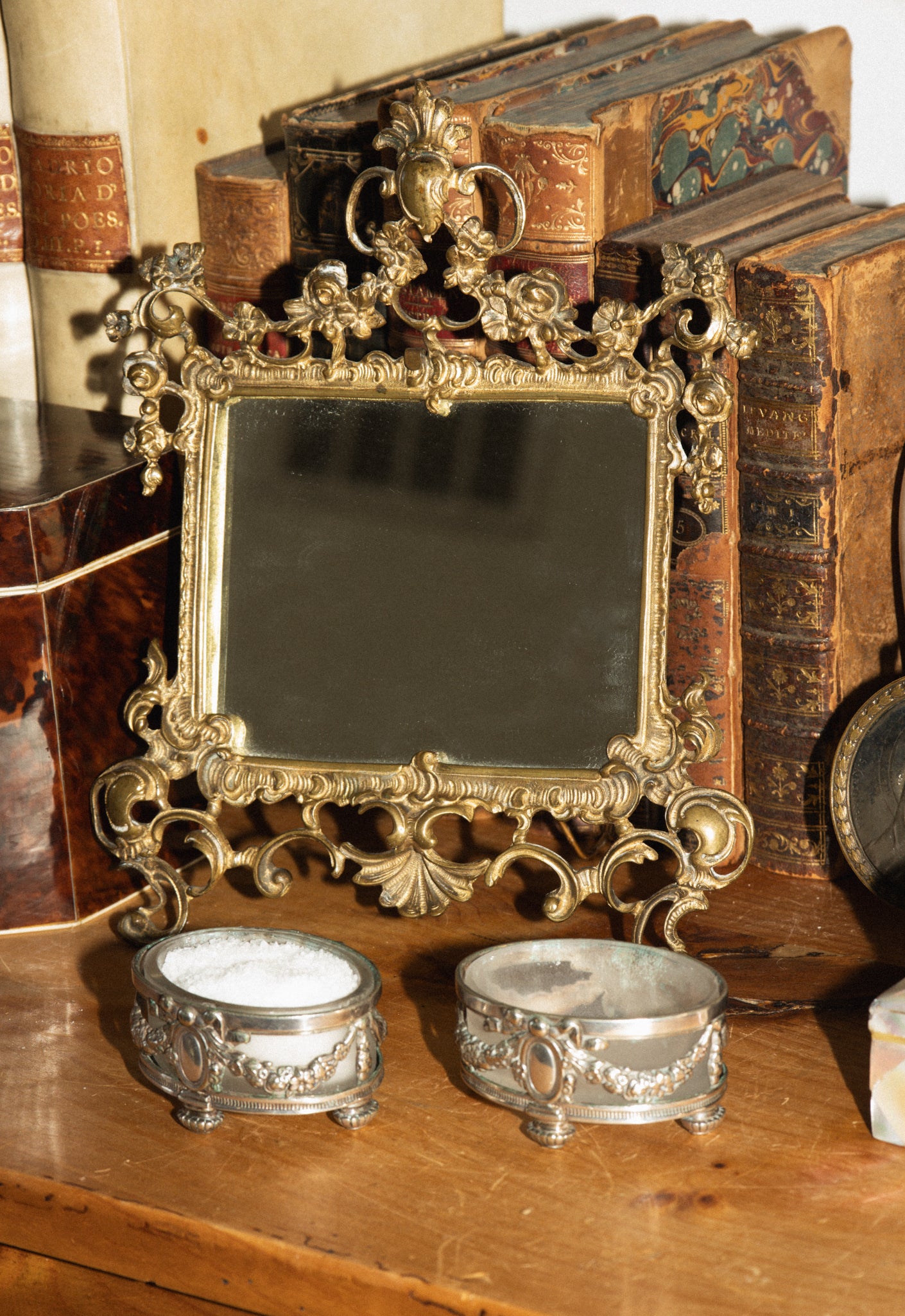 Silver Plate Bow Swag Salt Cellars