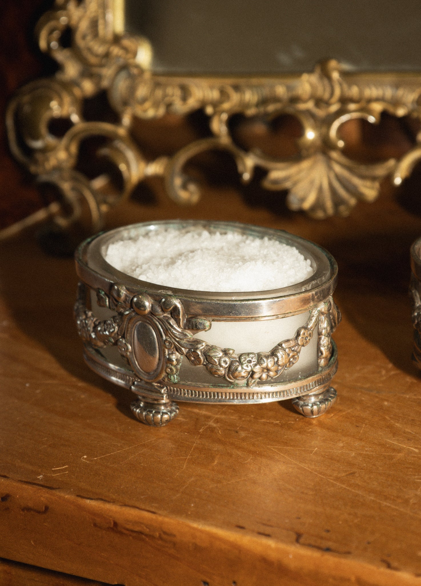 Silver Plate Bow Swag Salt Cellars