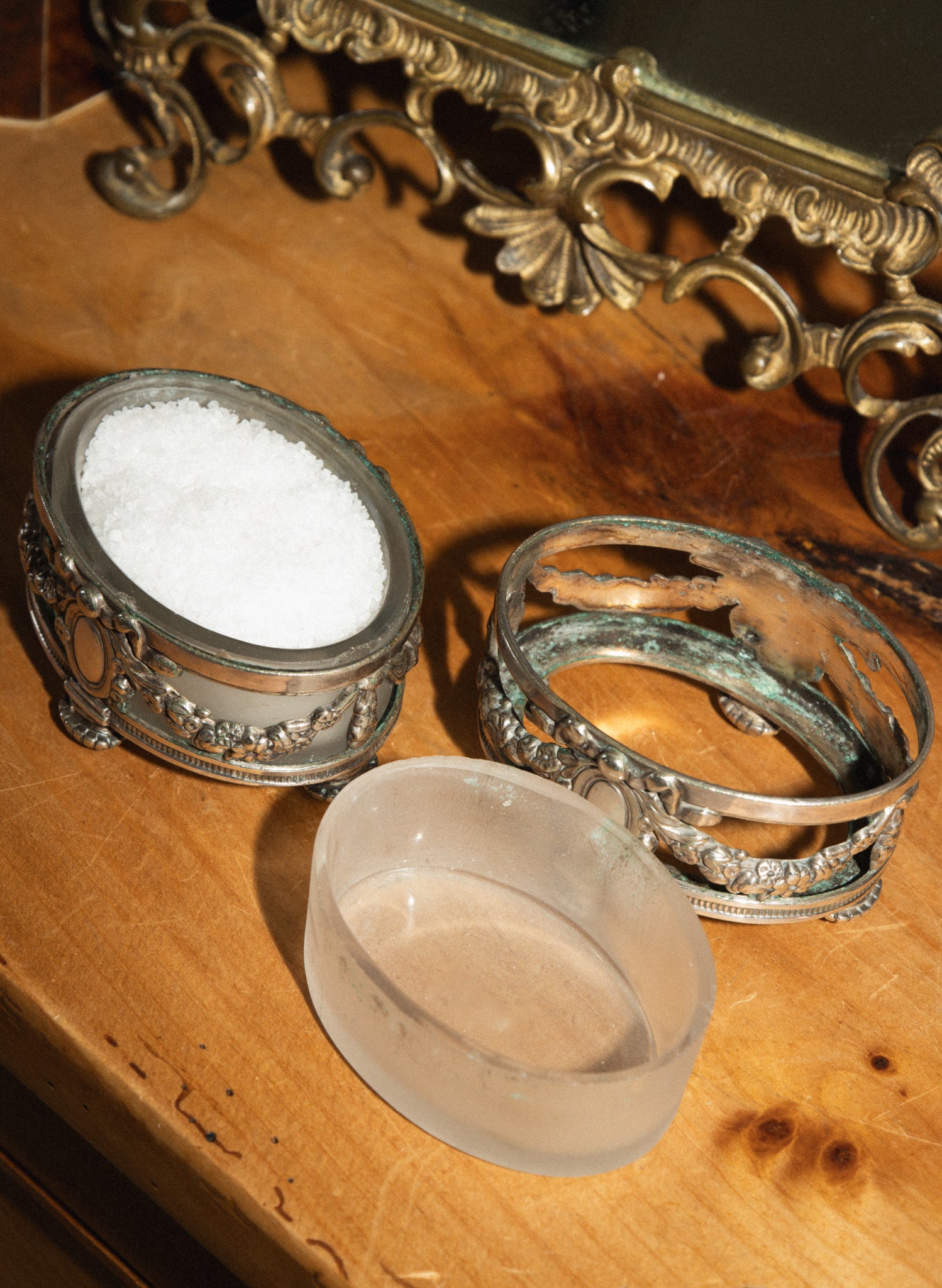 Silver Plate Bow Swag Salt Cellars