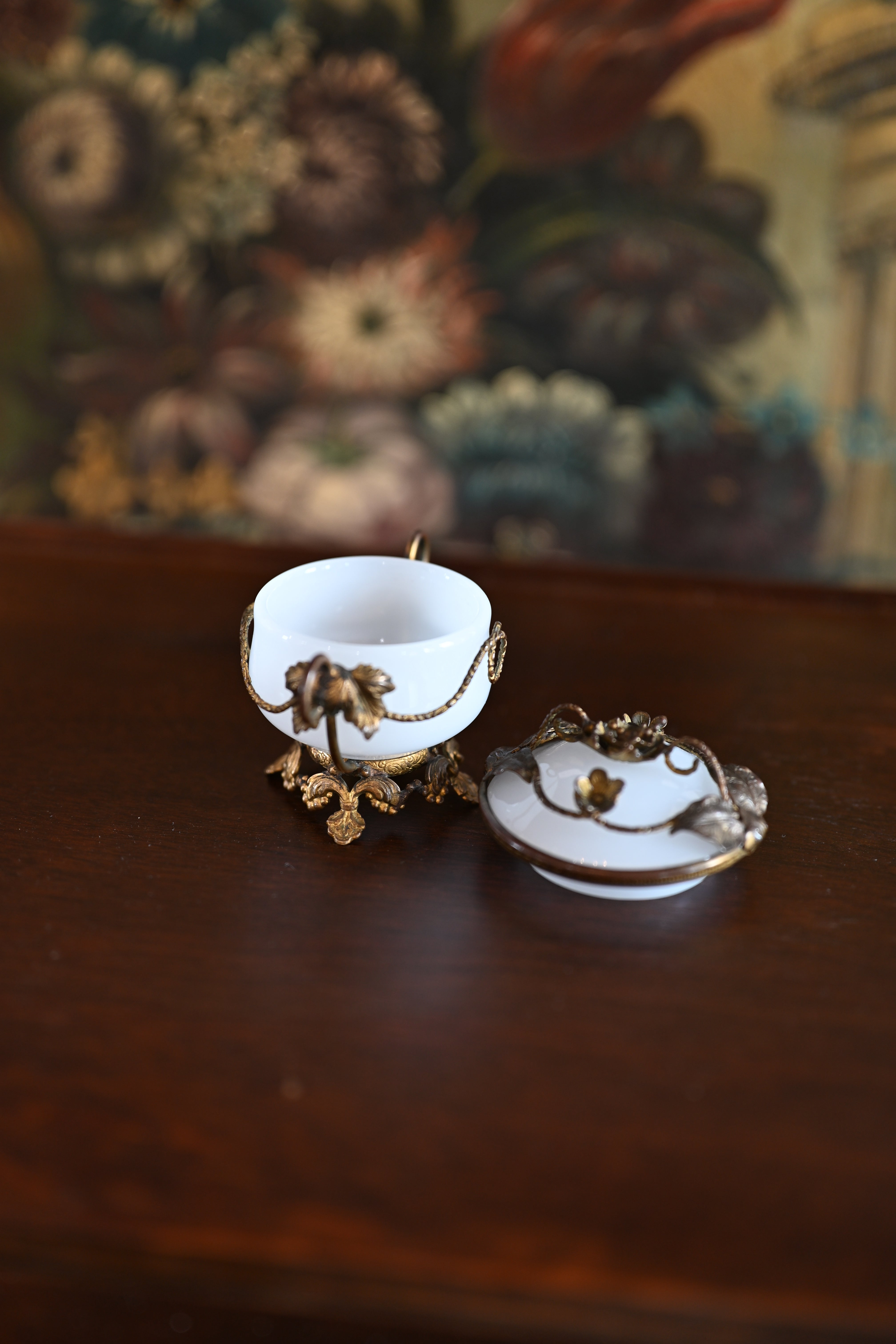 Miniature Opaline and Bronze Trinket Dish