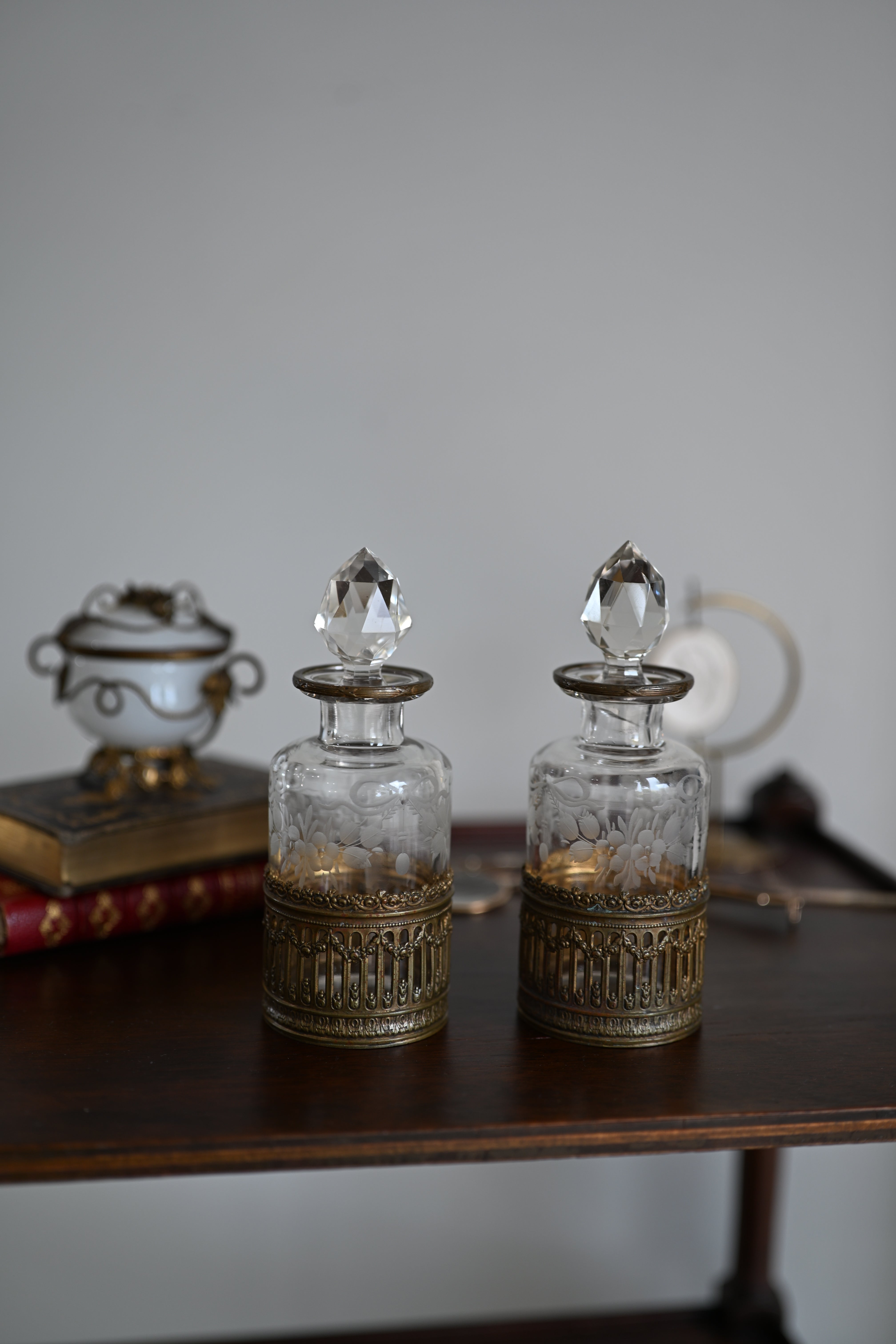 French Crystal and ormolu perfume bottles ￼