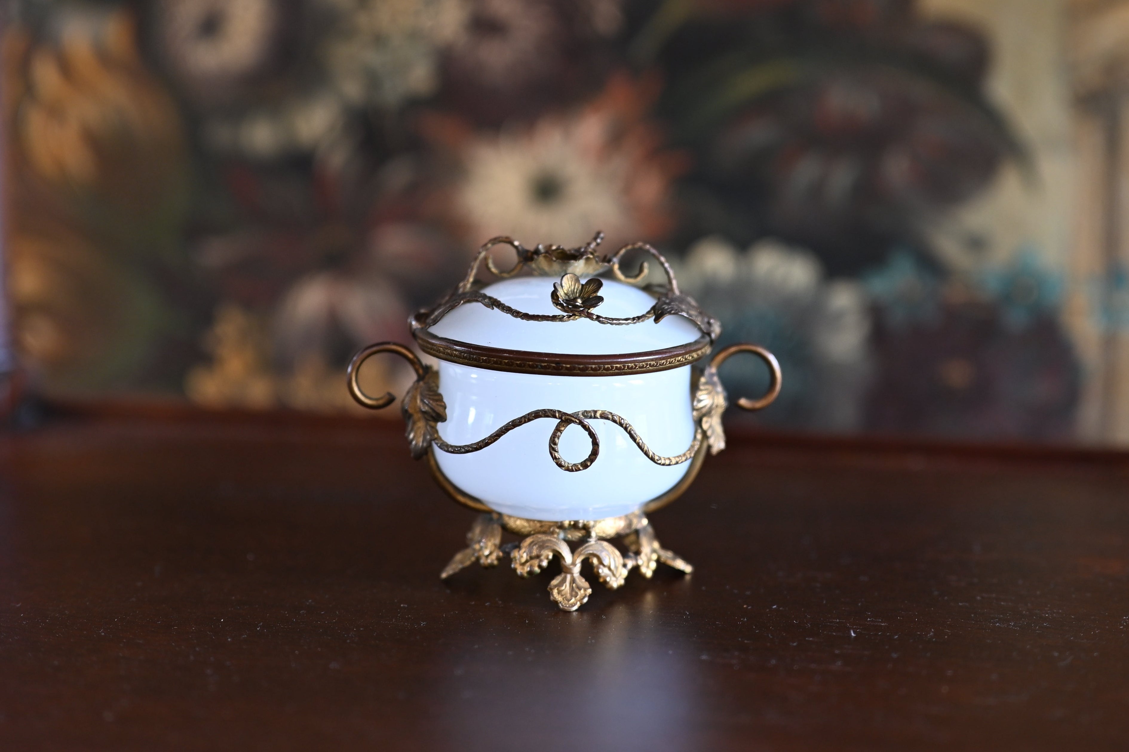 Miniature Opaline and Bronze Trinket Dish